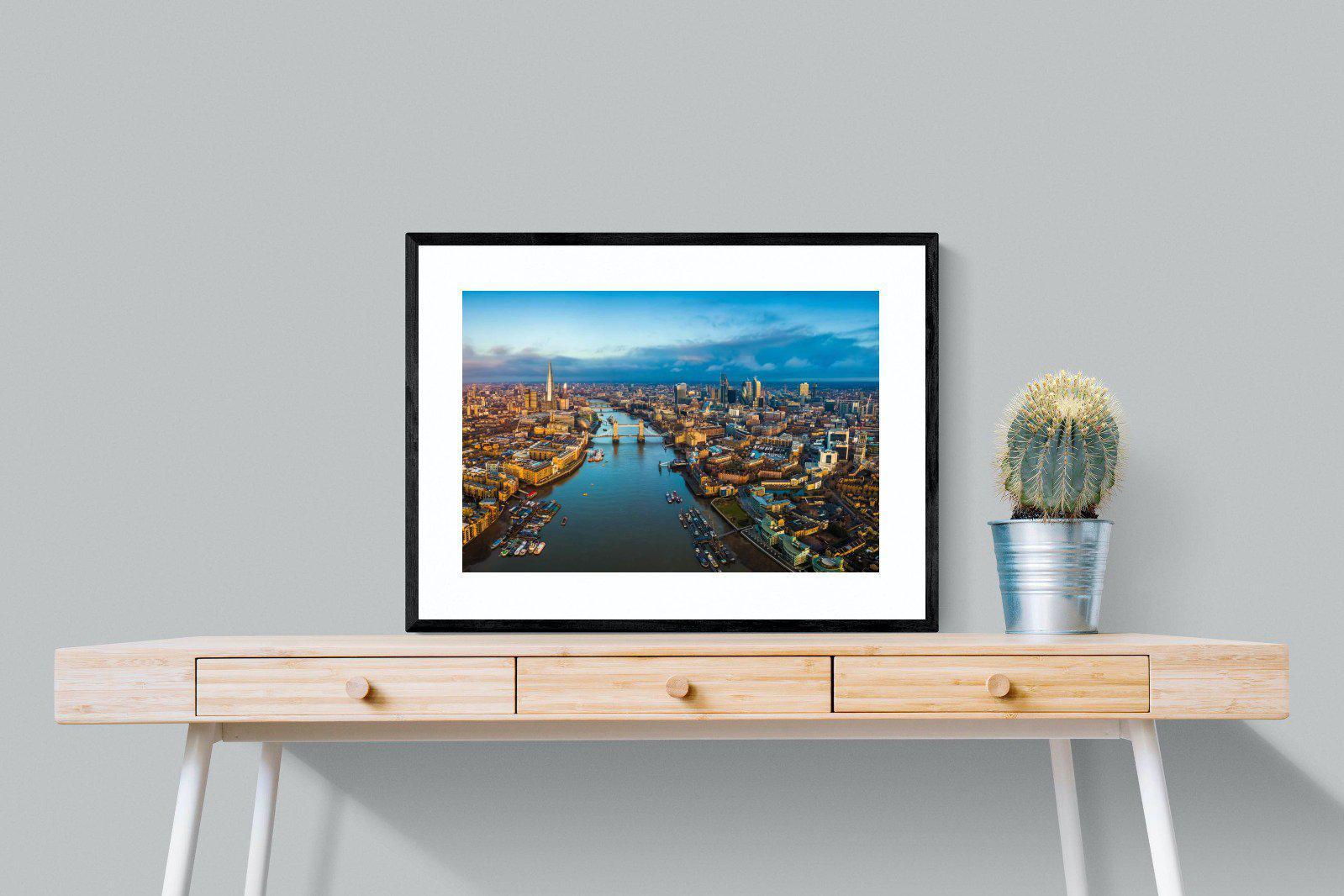 River Thames-Wall_Art-80 x 60cm-Framed Print-Black-Pixalot