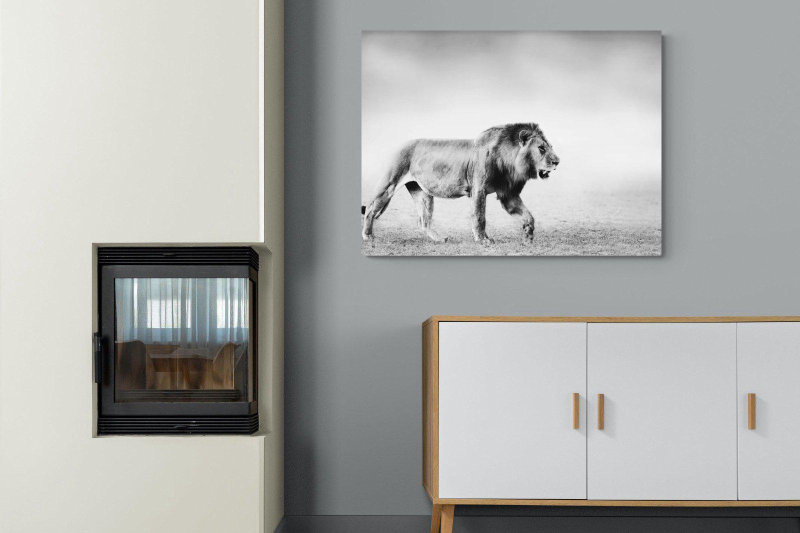 Roaming Lion-Wall_Art-100 x 75cm-Mounted Canvas-No Frame-Pixalot