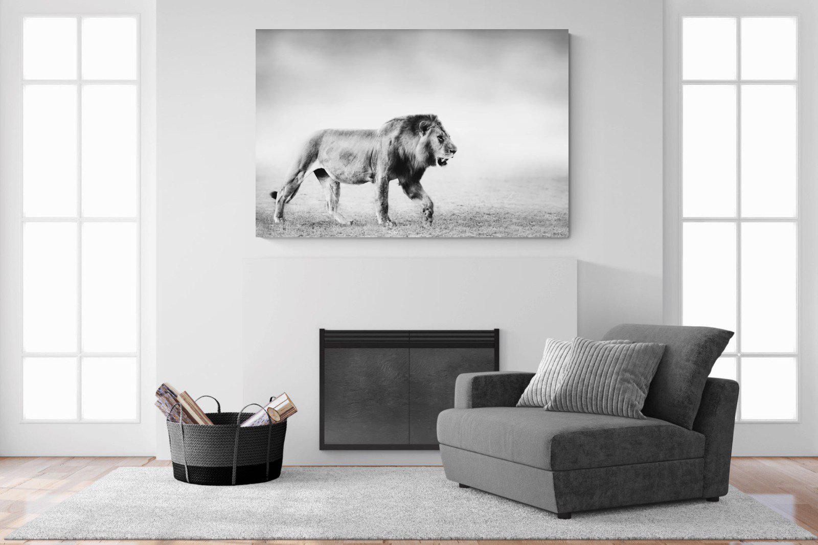 Roaming Lion-Wall_Art-150 x 100cm-Mounted Canvas-No Frame-Pixalot