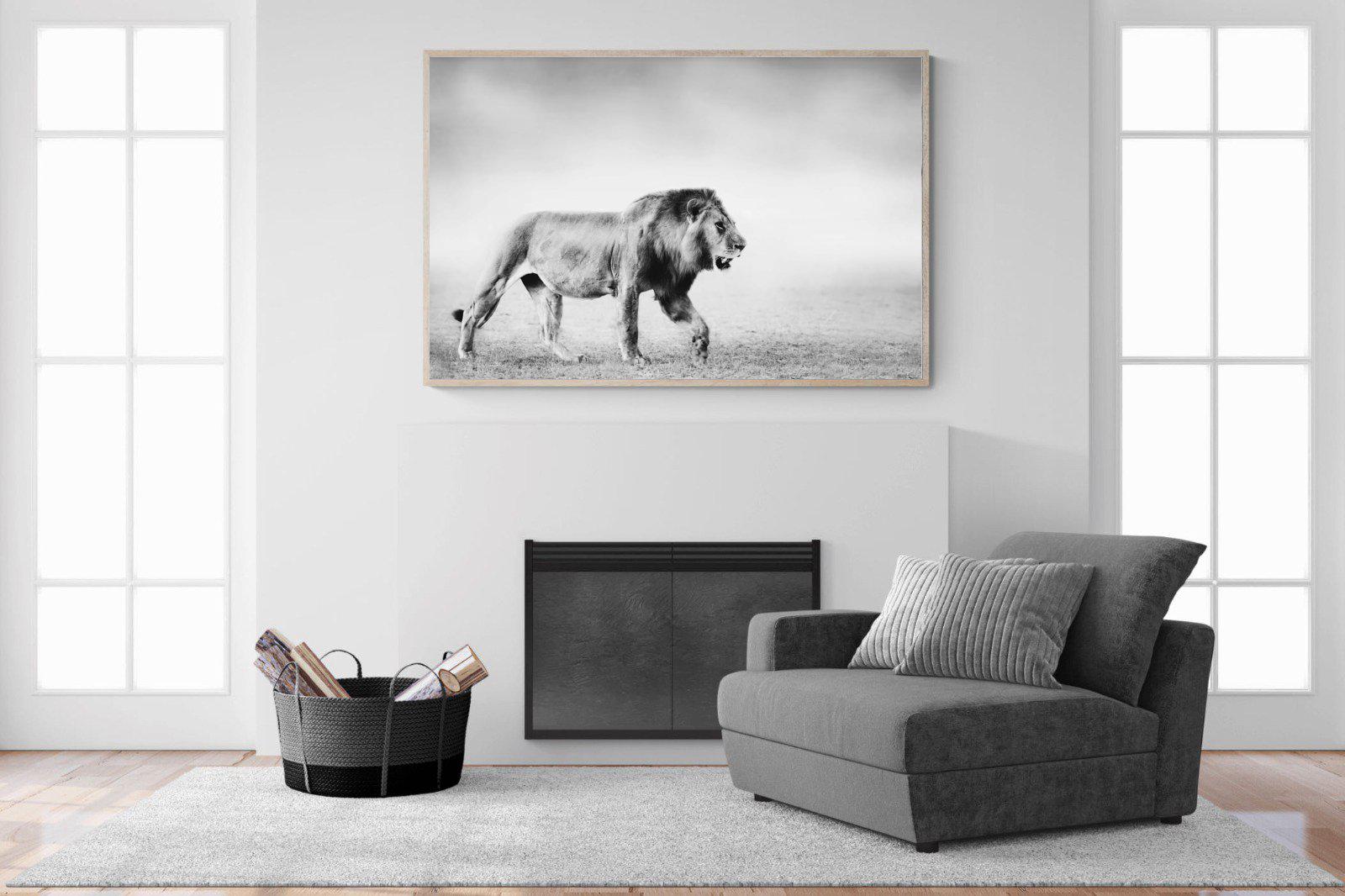 Roaming Lion-Wall_Art-150 x 100cm-Mounted Canvas-Wood-Pixalot