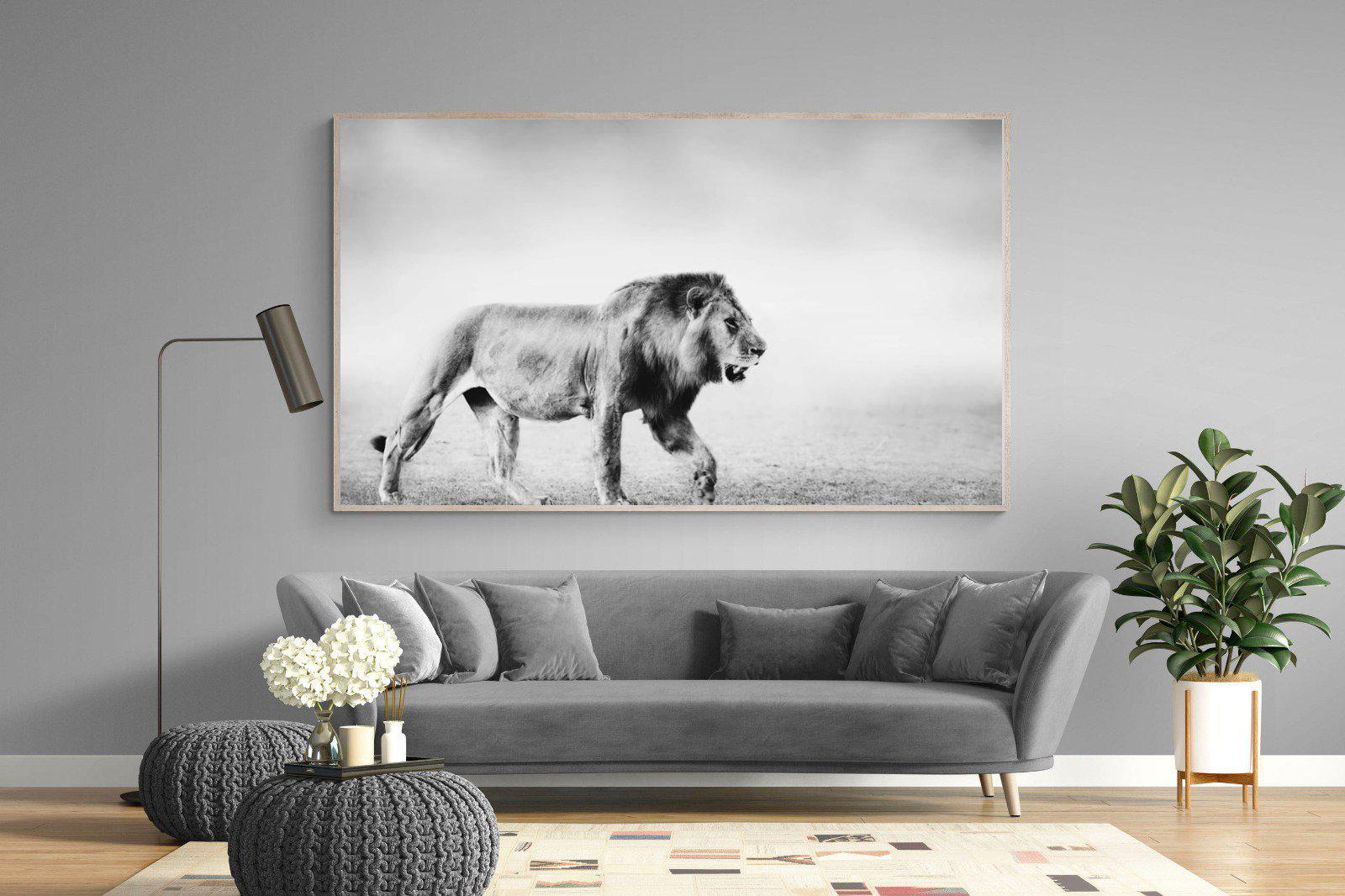 Roaming Lion-Wall_Art-220 x 130cm-Mounted Canvas-Wood-Pixalot