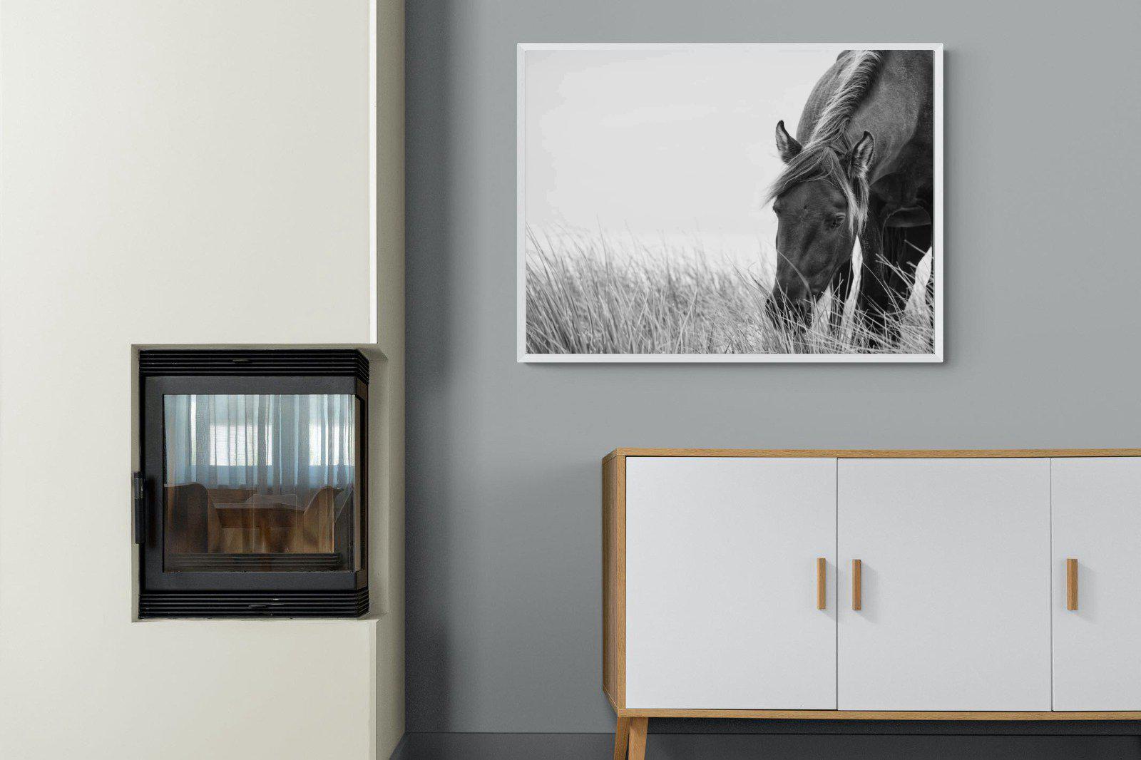 Sable Stallion-Wall_Art-100 x 75cm-Mounted Canvas-White-Pixalot