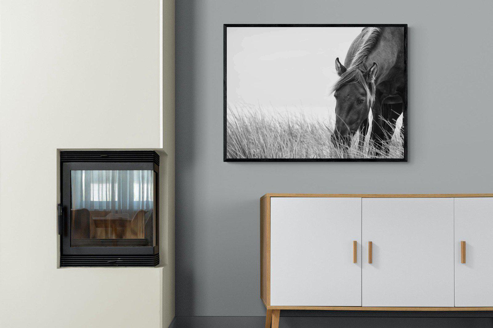 Sable Stallion-Wall_Art-100 x 75cm-Mounted Canvas-Black-Pixalot