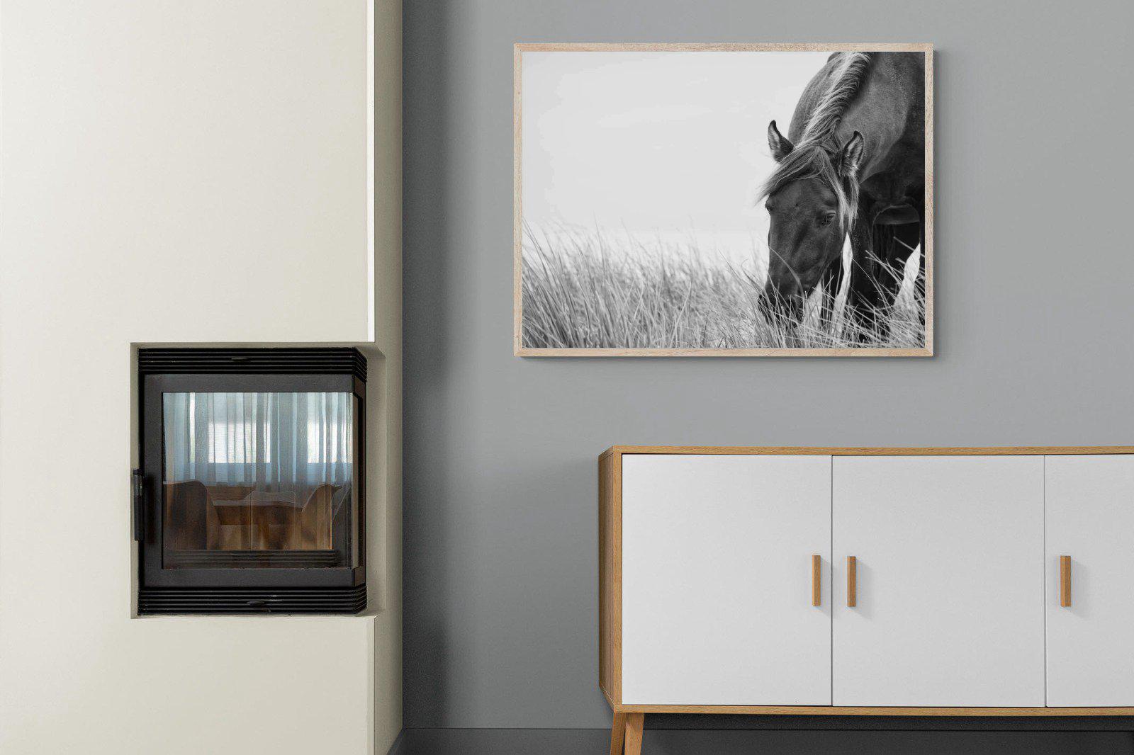 Sable Stallion-Wall_Art-100 x 75cm-Mounted Canvas-Wood-Pixalot
