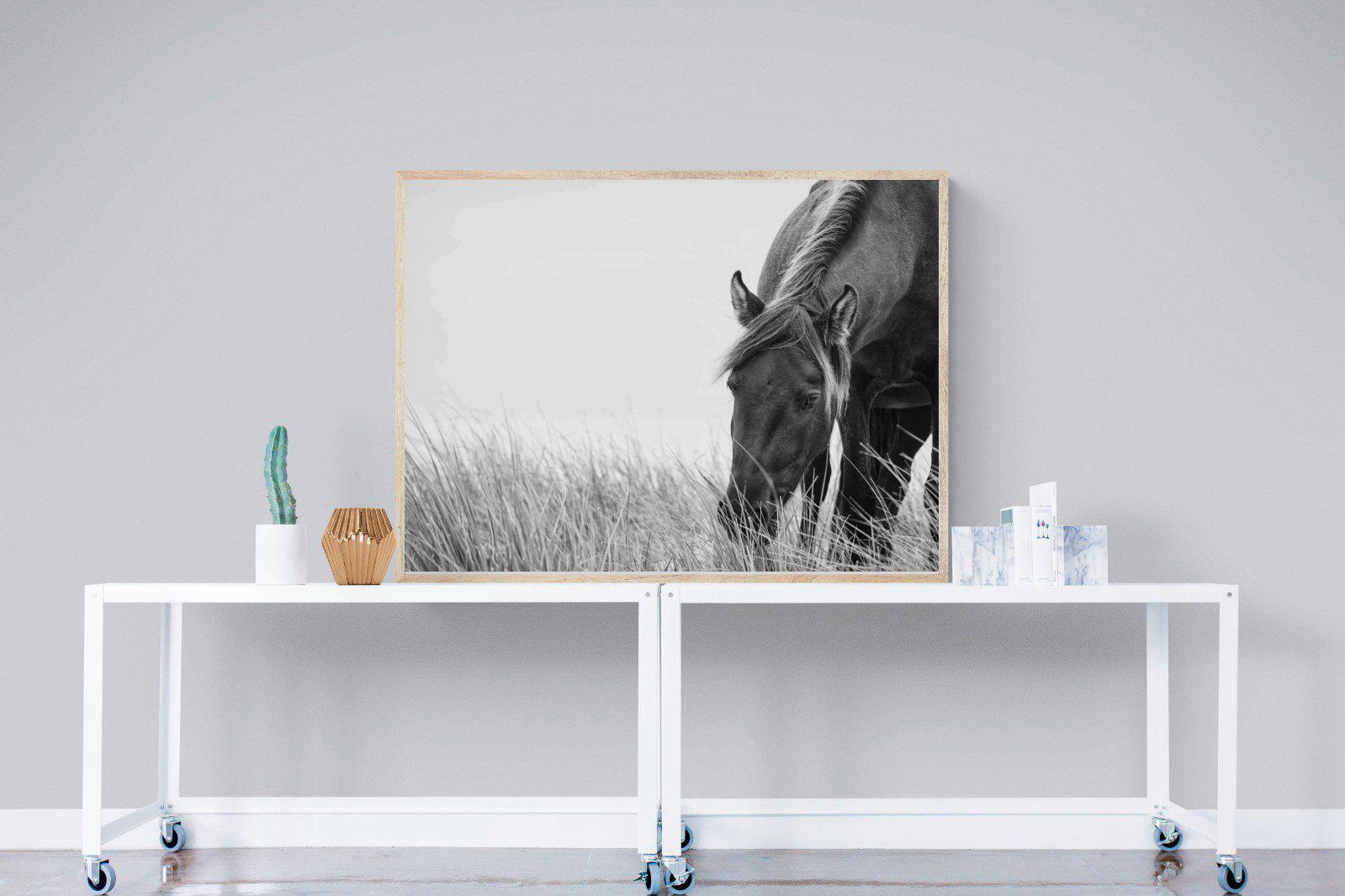Sable Stallion-Wall_Art-120 x 90cm-Mounted Canvas-Wood-Pixalot