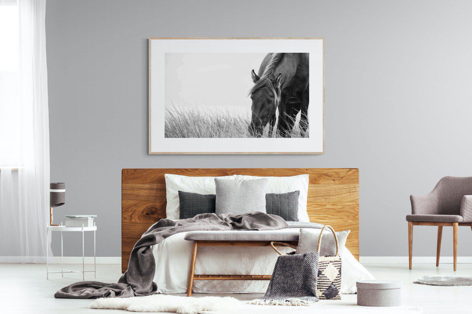 Sable Stallion-Wall_Art-150 x 100cm-Framed Print-Wood-Pixalot