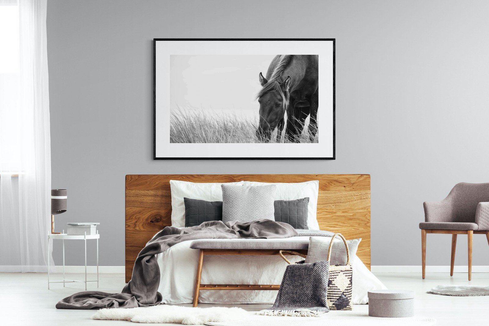 Sable Stallion-Wall_Art-150 x 100cm-Framed Print-Black-Pixalot