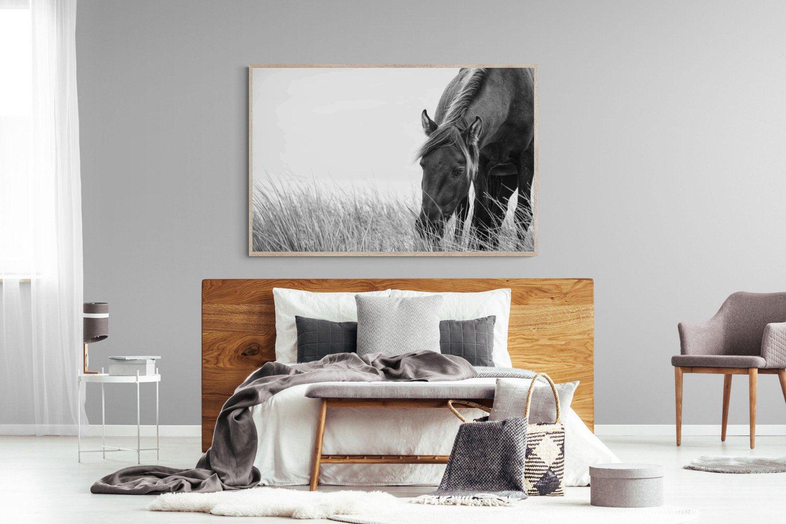 Sable Stallion-Wall_Art-150 x 100cm-Mounted Canvas-Wood-Pixalot