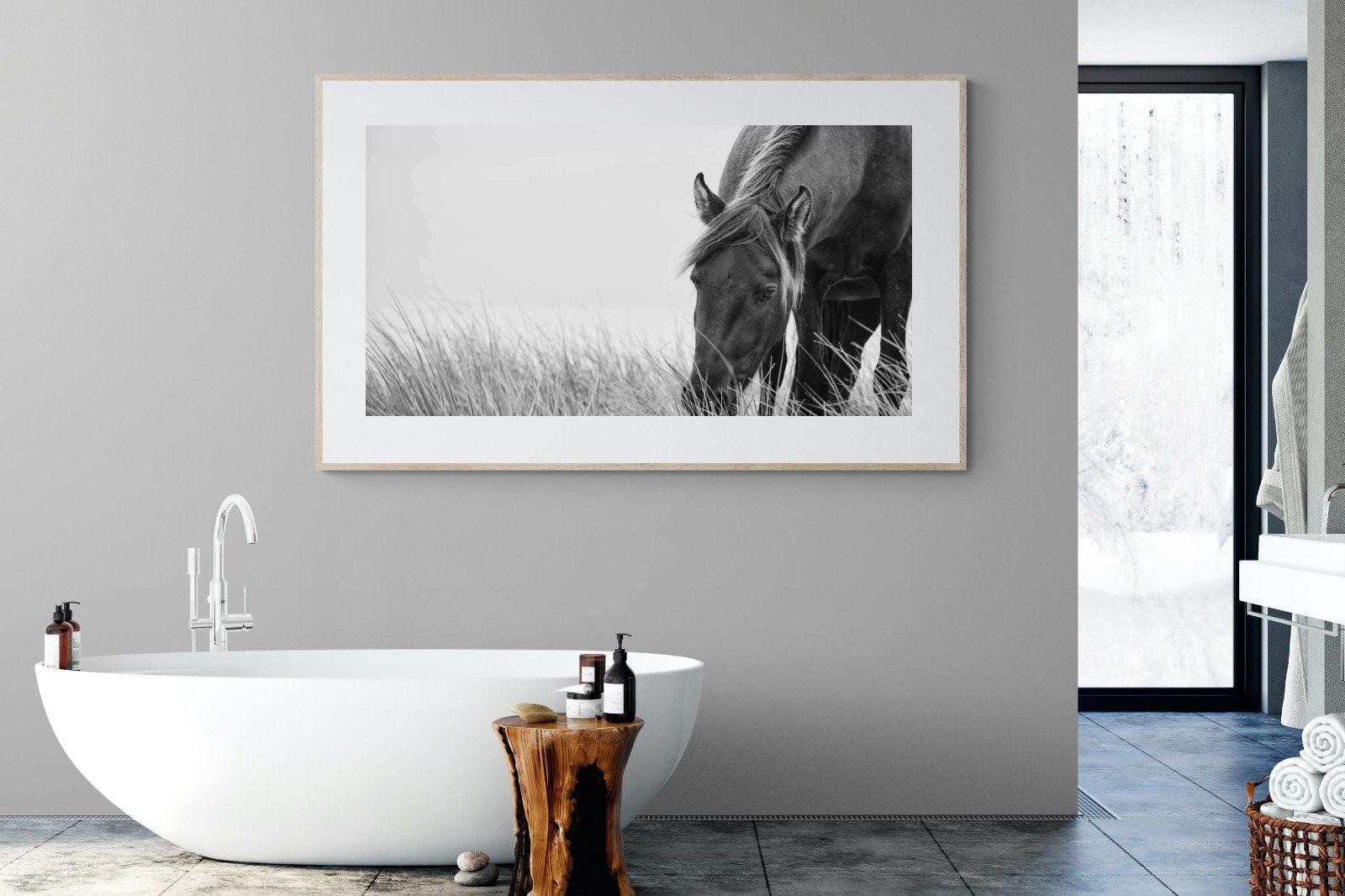 Sable Stallion-Wall_Art-180 x 110cm-Framed Print-Wood-Pixalot