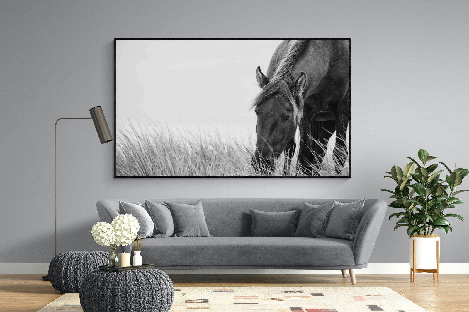 Sable Stallion-Wall_Art-220 x 130cm-Mounted Canvas-Black-Pixalot