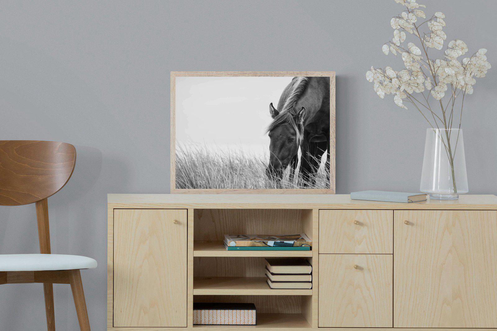 Sable Stallion-Wall_Art-60 x 45cm-Mounted Canvas-Wood-Pixalot