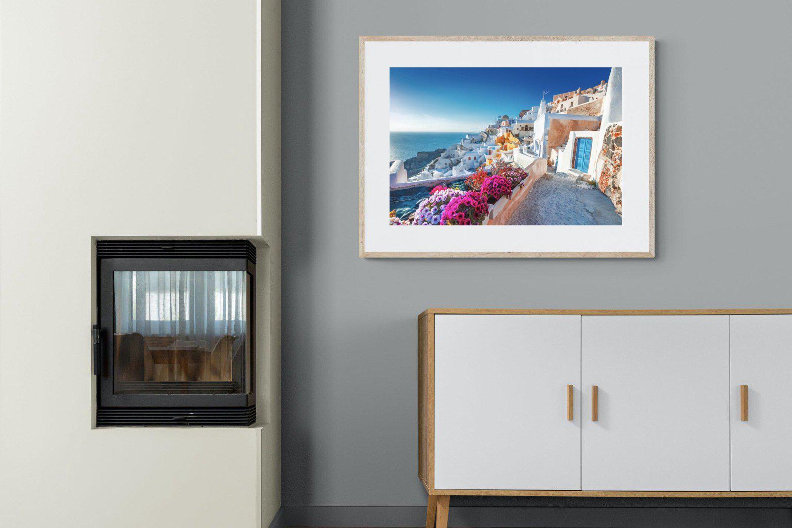 Santorini-Wall_Art-100 x 75cm-Framed Print-Wood-Pixalot