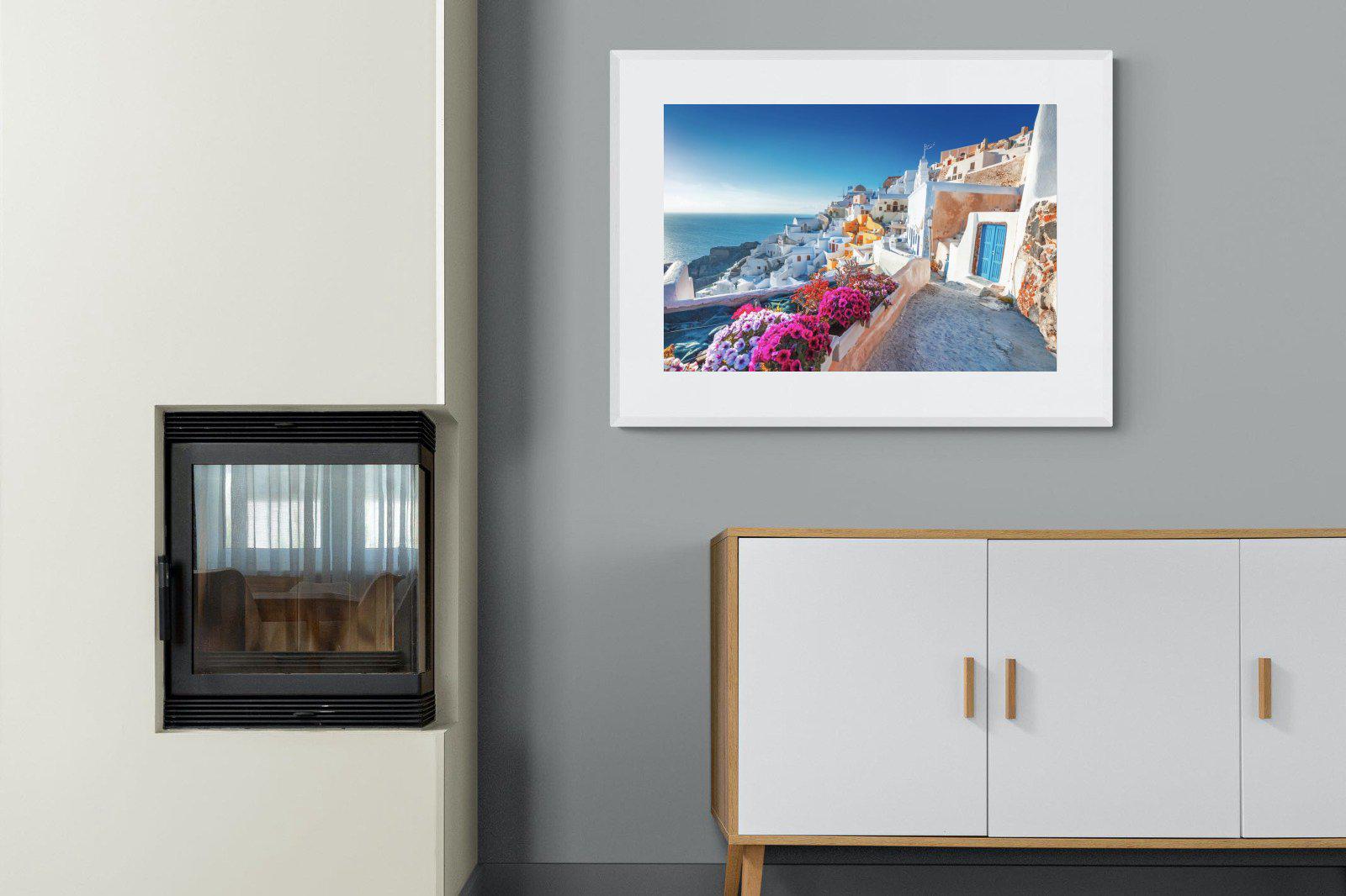 Santorini-Wall_Art-100 x 75cm-Framed Print-White-Pixalot