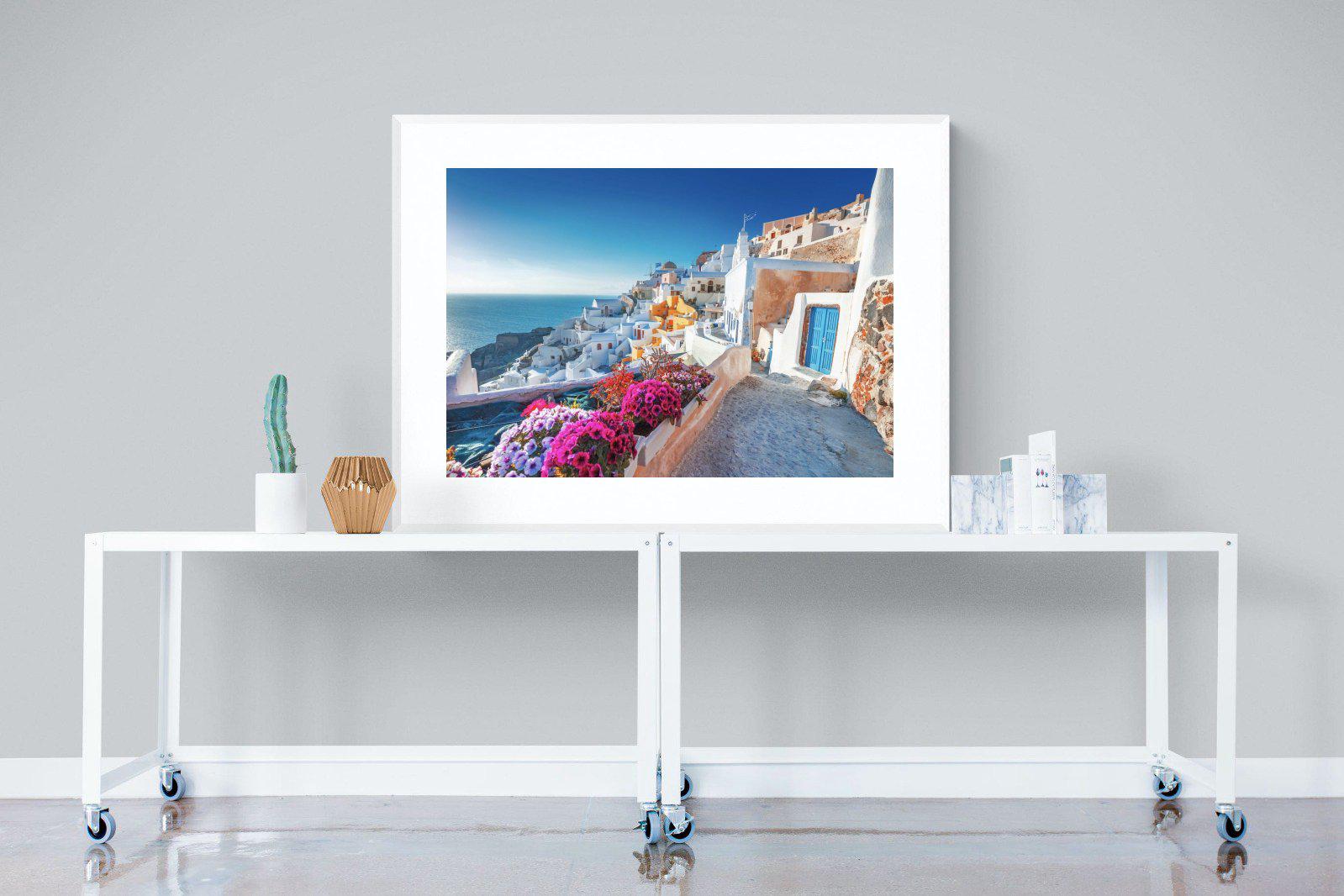 Santorini-Wall_Art-120 x 90cm-Framed Print-White-Pixalot