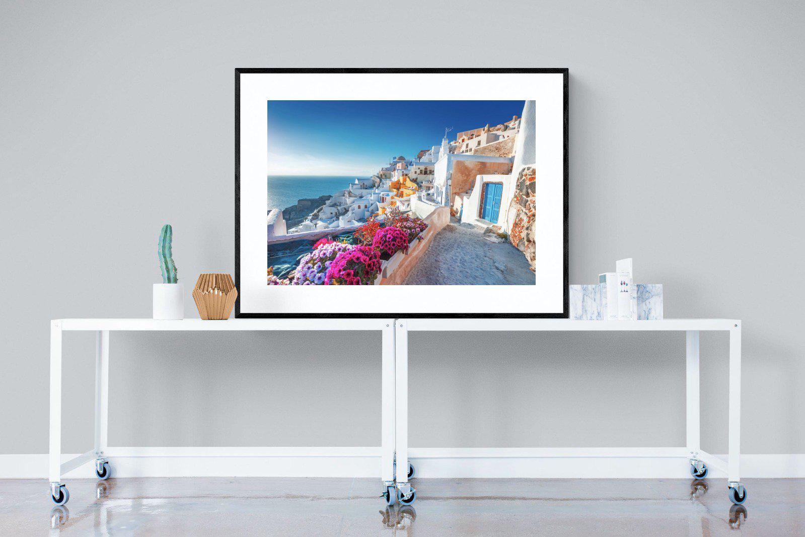 Santorini-Wall_Art-120 x 90cm-Framed Print-Black-Pixalot
