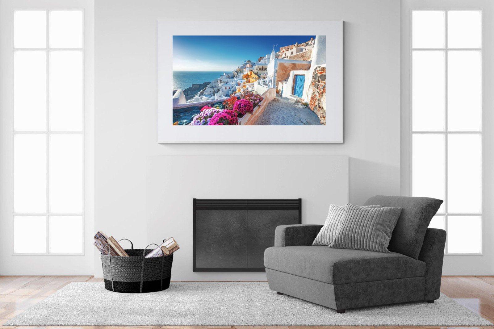 Santorini-Wall_Art-150 x 100cm-Framed Print-White-Pixalot