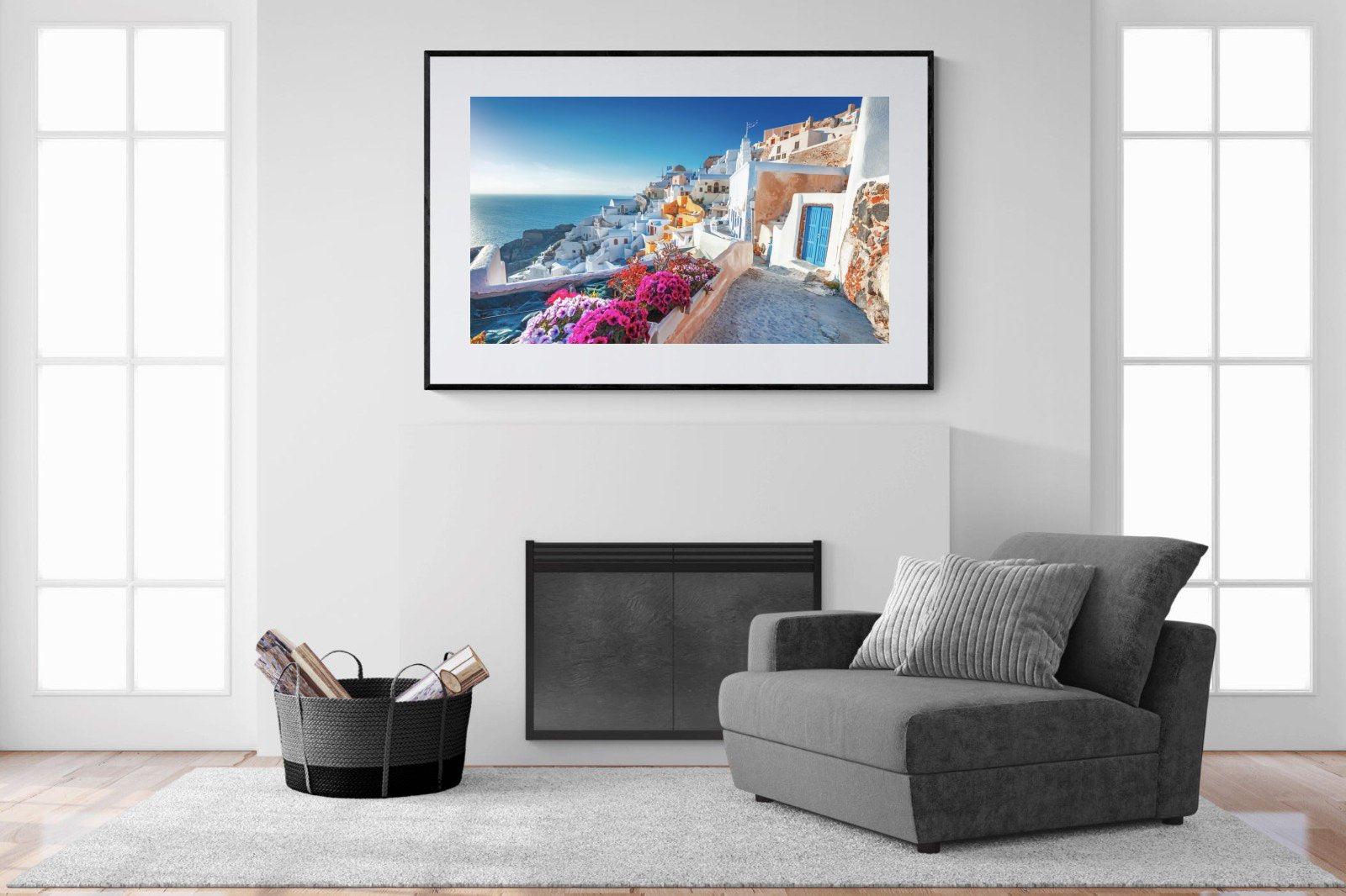 Santorini-Wall_Art-150 x 100cm-Framed Print-Black-Pixalot