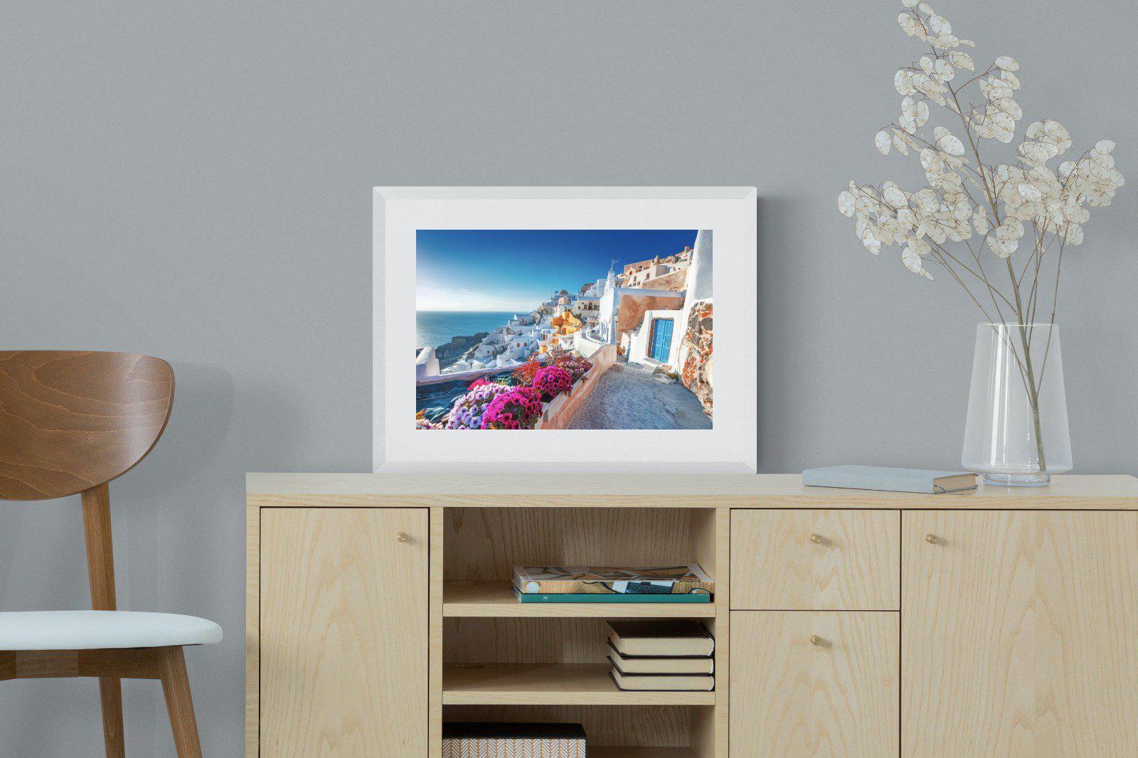 Santorini-Wall_Art-60 x 45cm-Framed Print-White-Pixalot