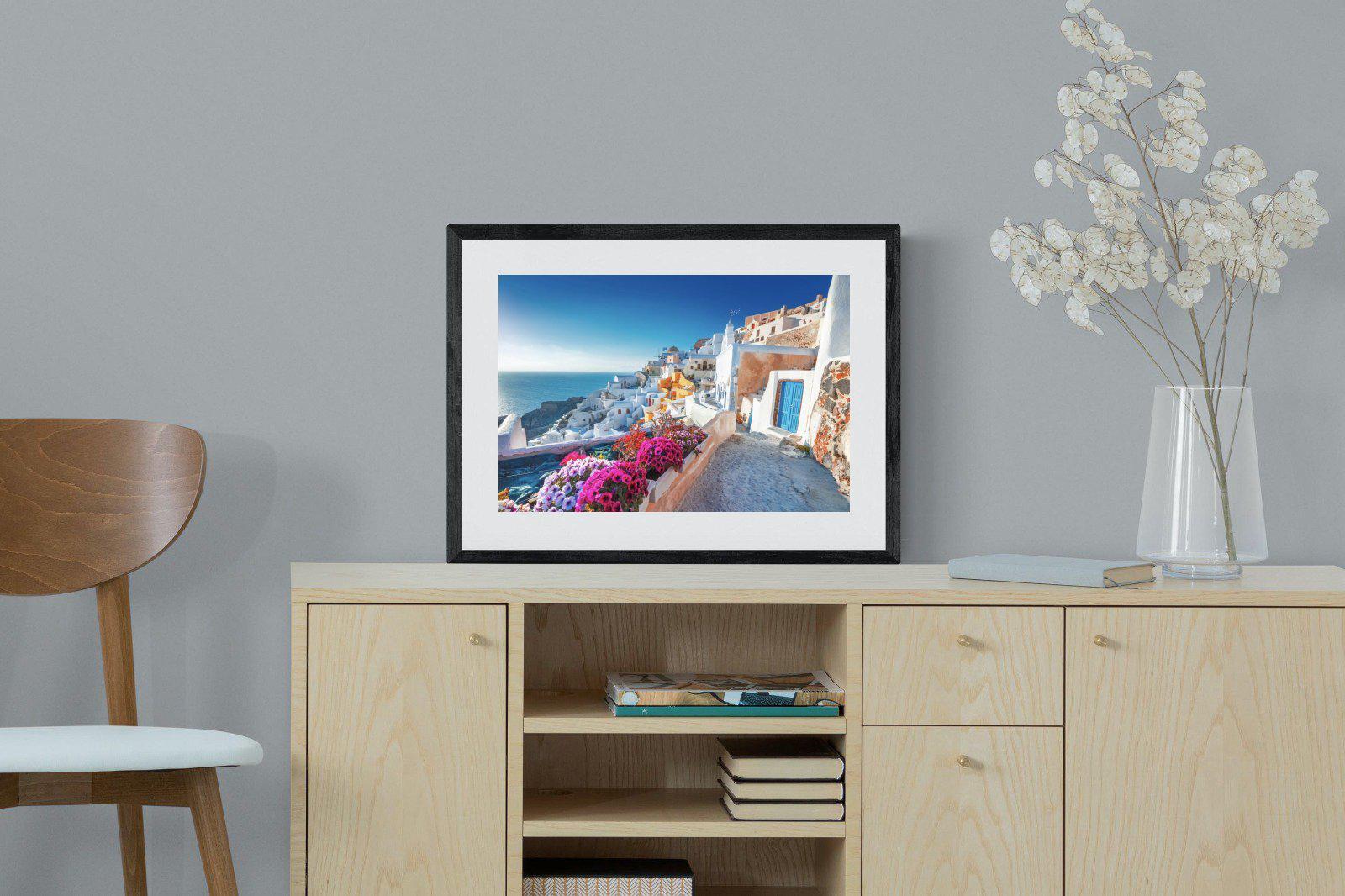 Santorini-Wall_Art-60 x 45cm-Framed Print-Black-Pixalot
