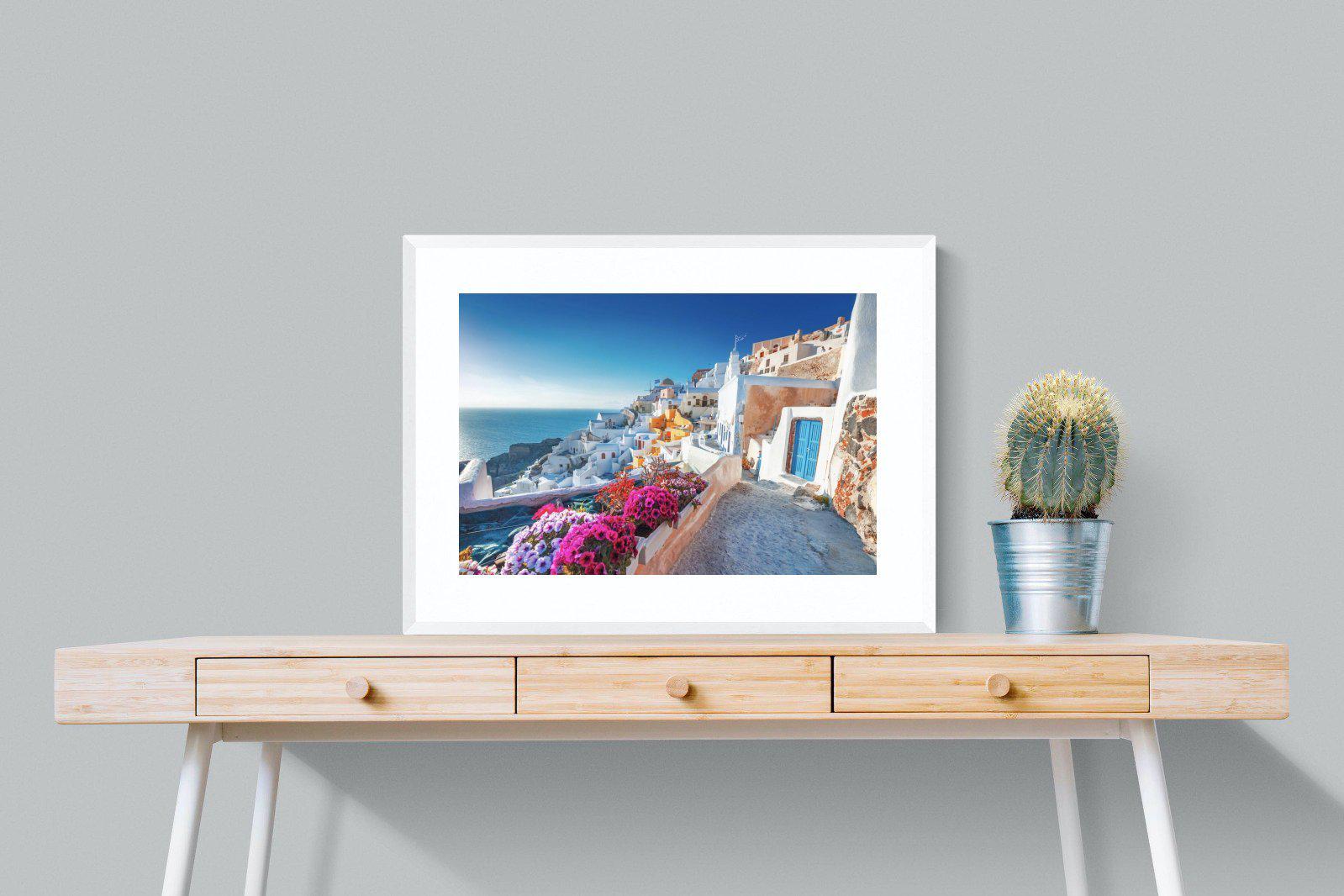 Santorini-Wall_Art-80 x 60cm-Framed Print-White-Pixalot