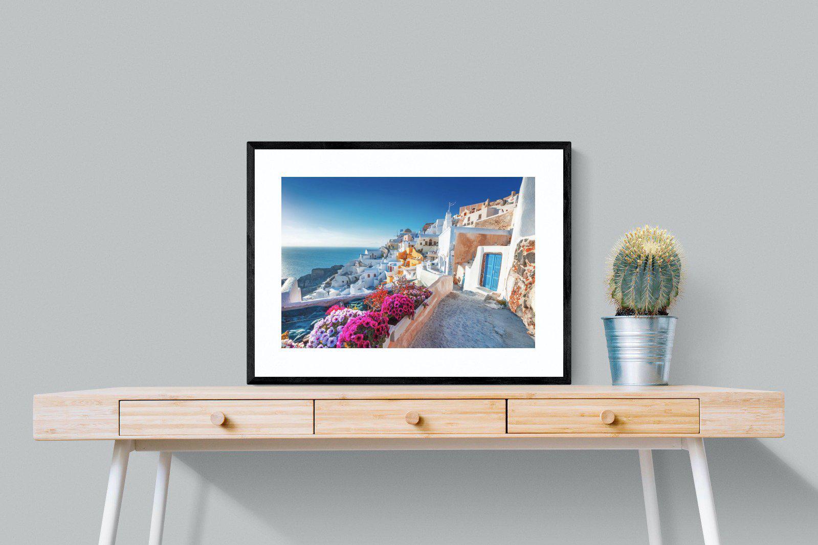 Santorini-Wall_Art-80 x 60cm-Framed Print-Black-Pixalot