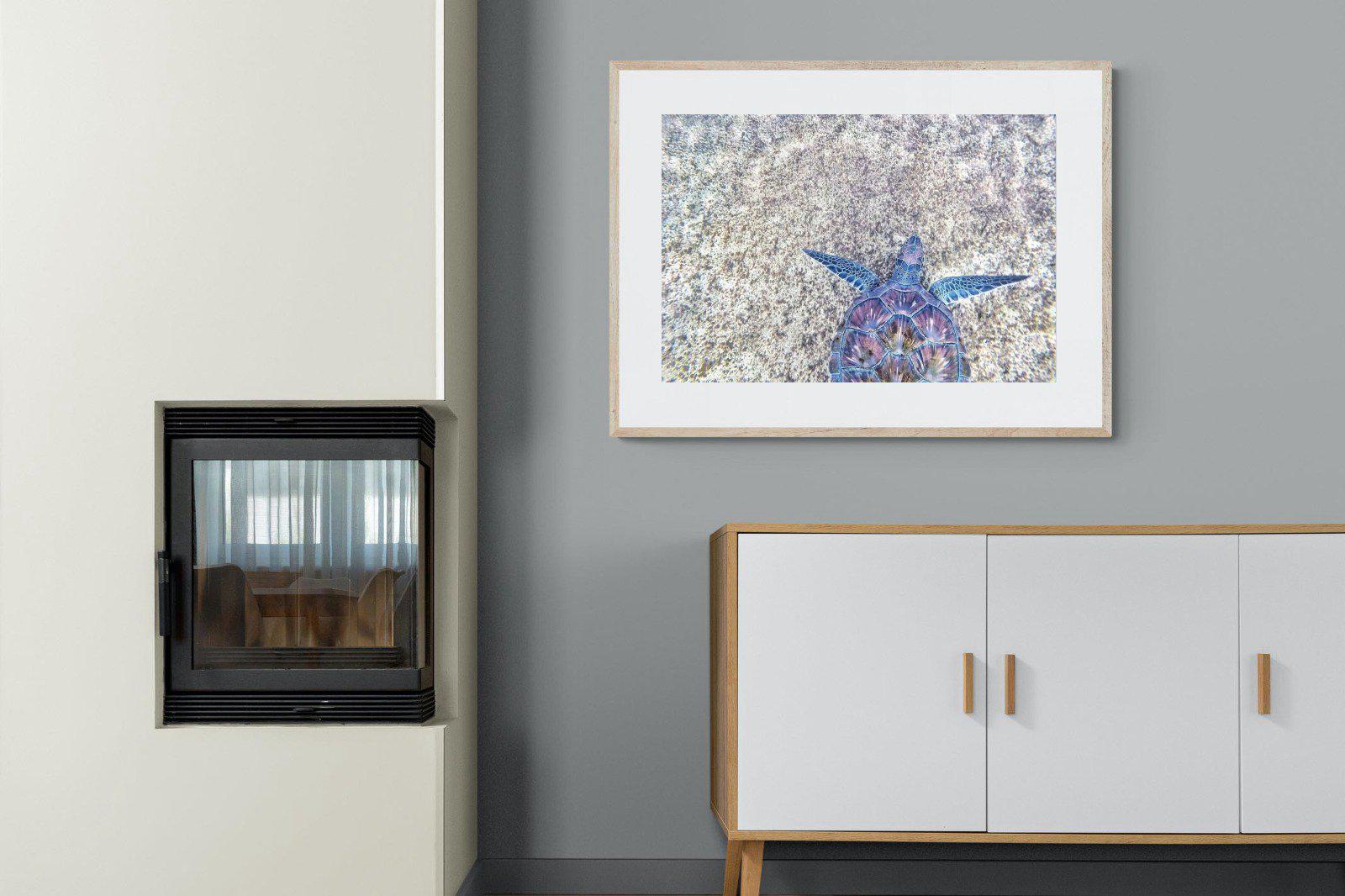 Sapphire Sea Turtle-Wall_Art-100 x 75cm-Framed Print-Wood-Pixalot