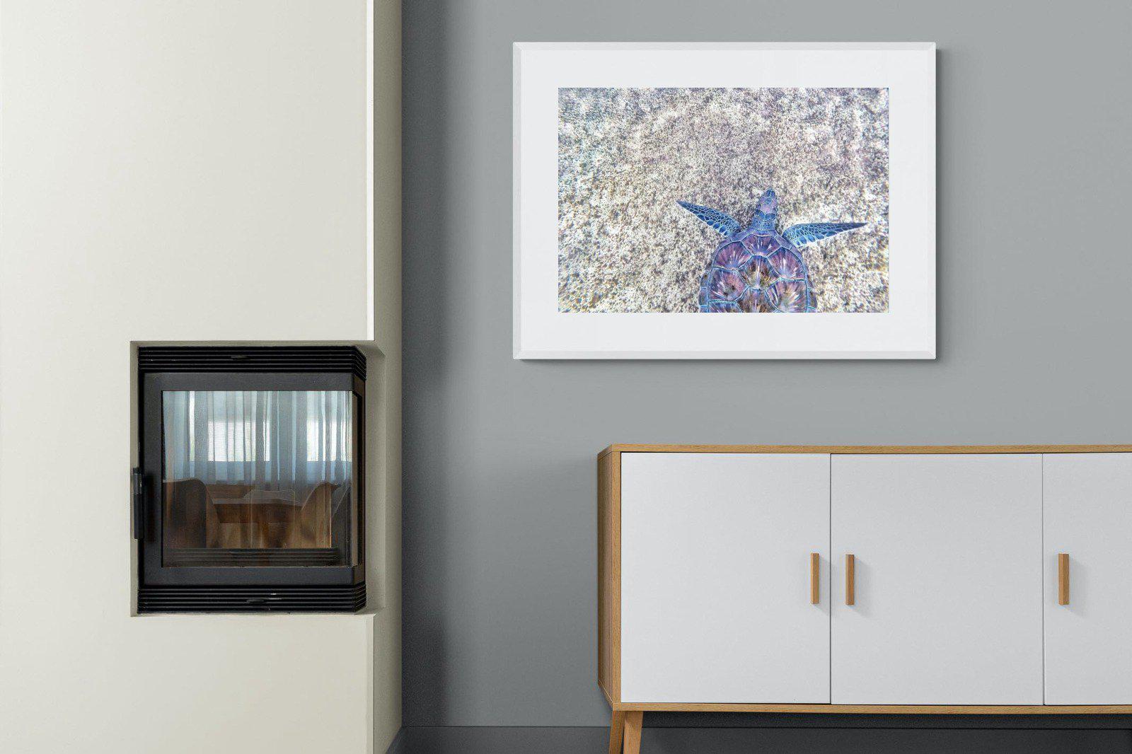 Sapphire Sea Turtle-Wall_Art-100 x 75cm-Framed Print-White-Pixalot
