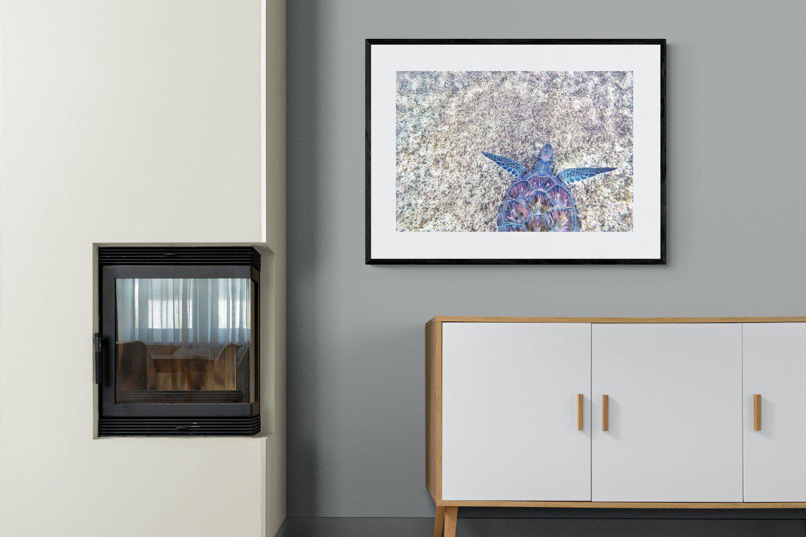 Sapphire Sea Turtle-Wall_Art-100 x 75cm-Framed Print-Black-Pixalot