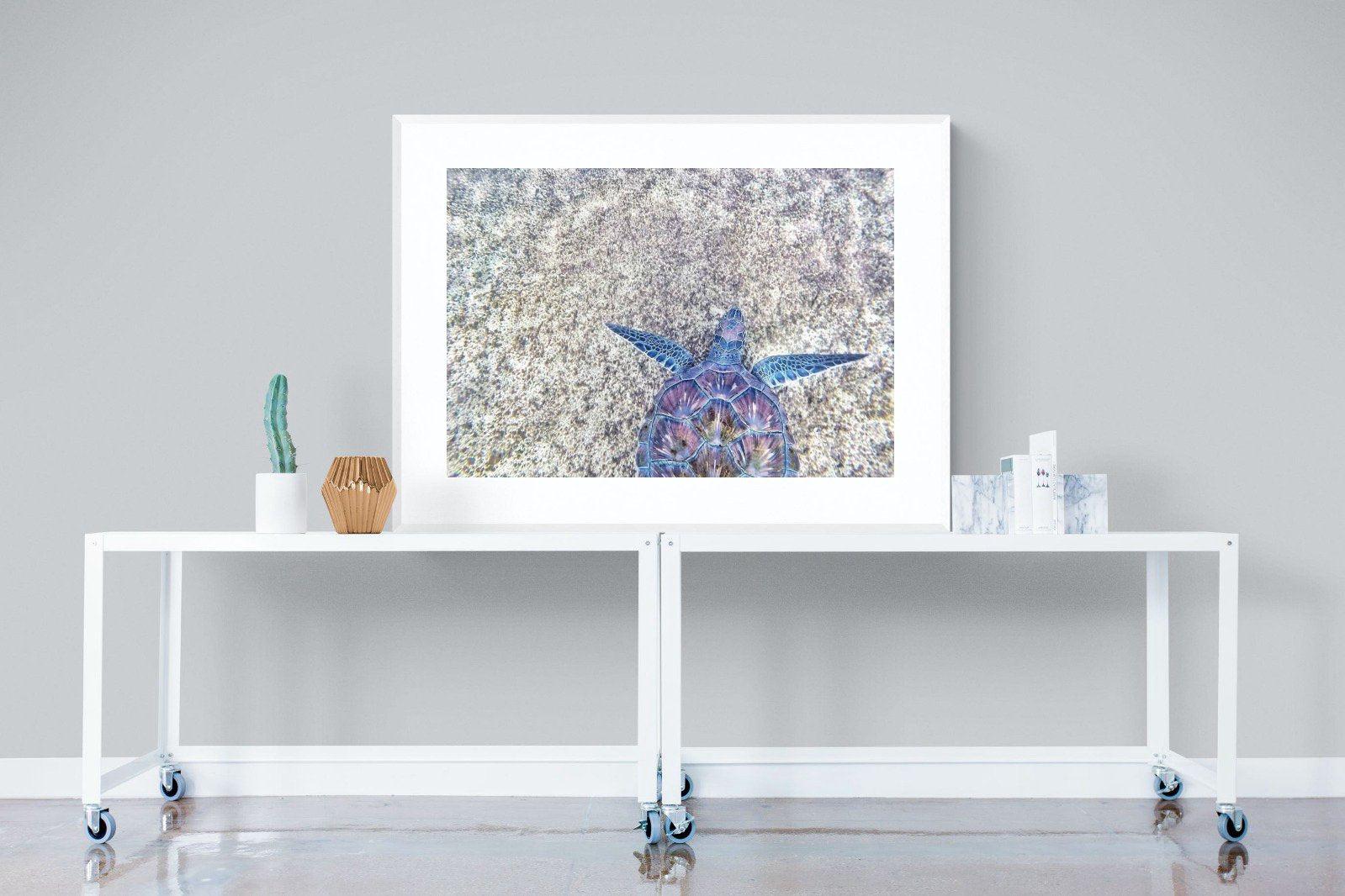 Sapphire Sea Turtle-Wall_Art-120 x 90cm-Framed Print-White-Pixalot