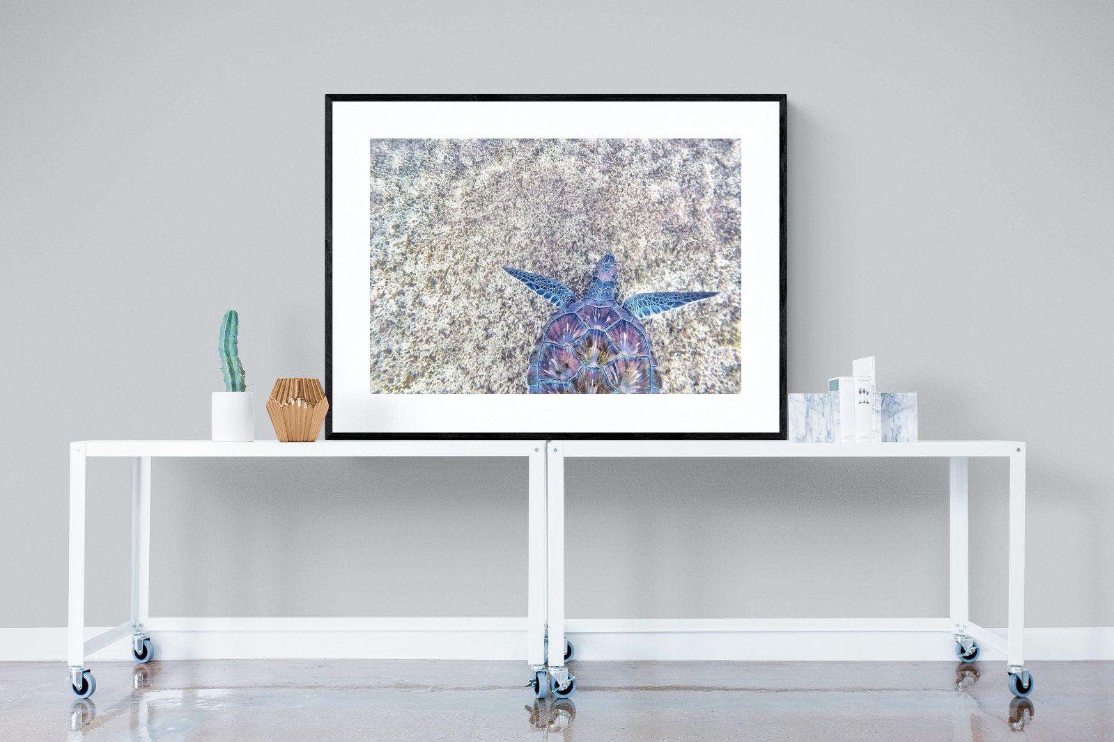 Sapphire Sea Turtle-Wall_Art-120 x 90cm-Framed Print-Black-Pixalot
