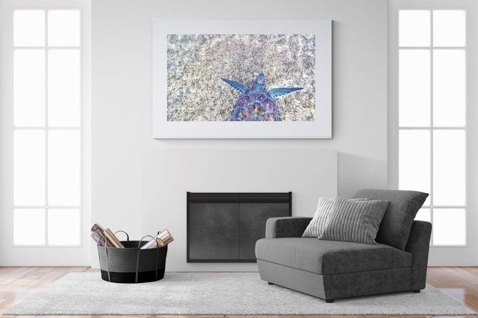 Sapphire Sea Turtle-Wall_Art-150 x 100cm-Framed Print-White-Pixalot