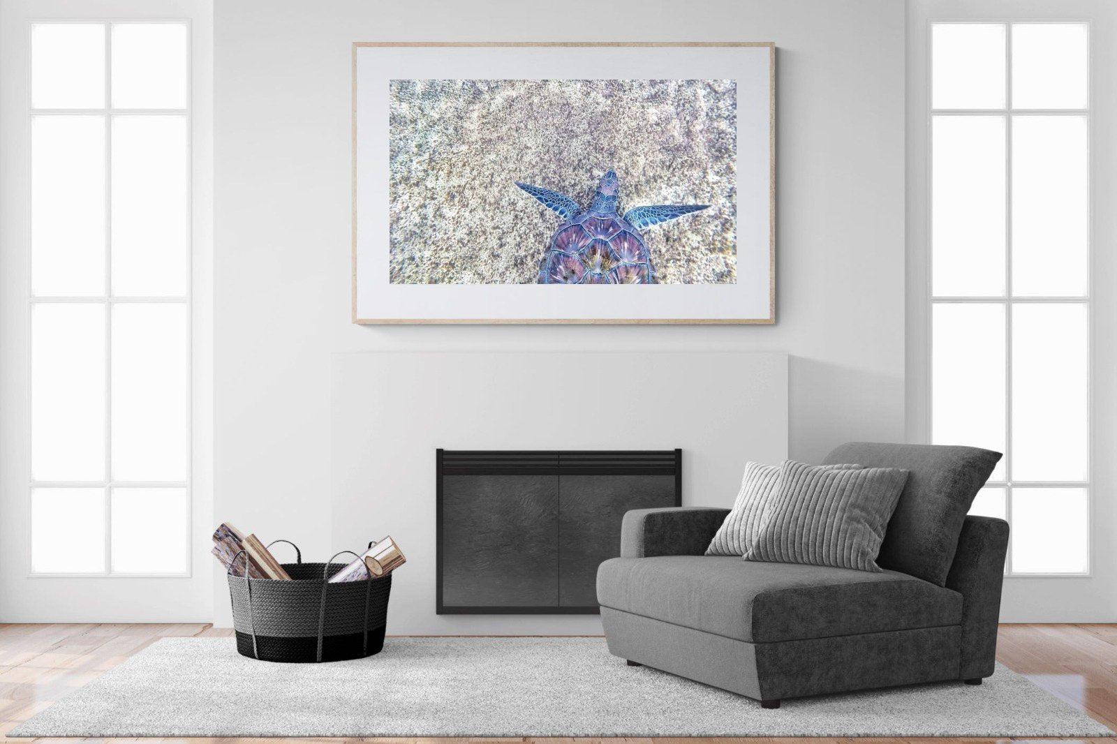 Sapphire Sea Turtle-Wall_Art-150 x 100cm-Framed Print-Wood-Pixalot