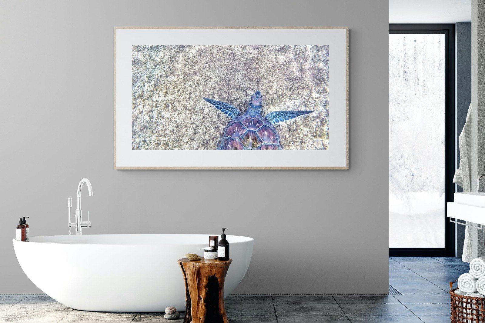 Sapphire Sea Turtle-Wall_Art-180 x 110cm-Framed Print-Wood-Pixalot