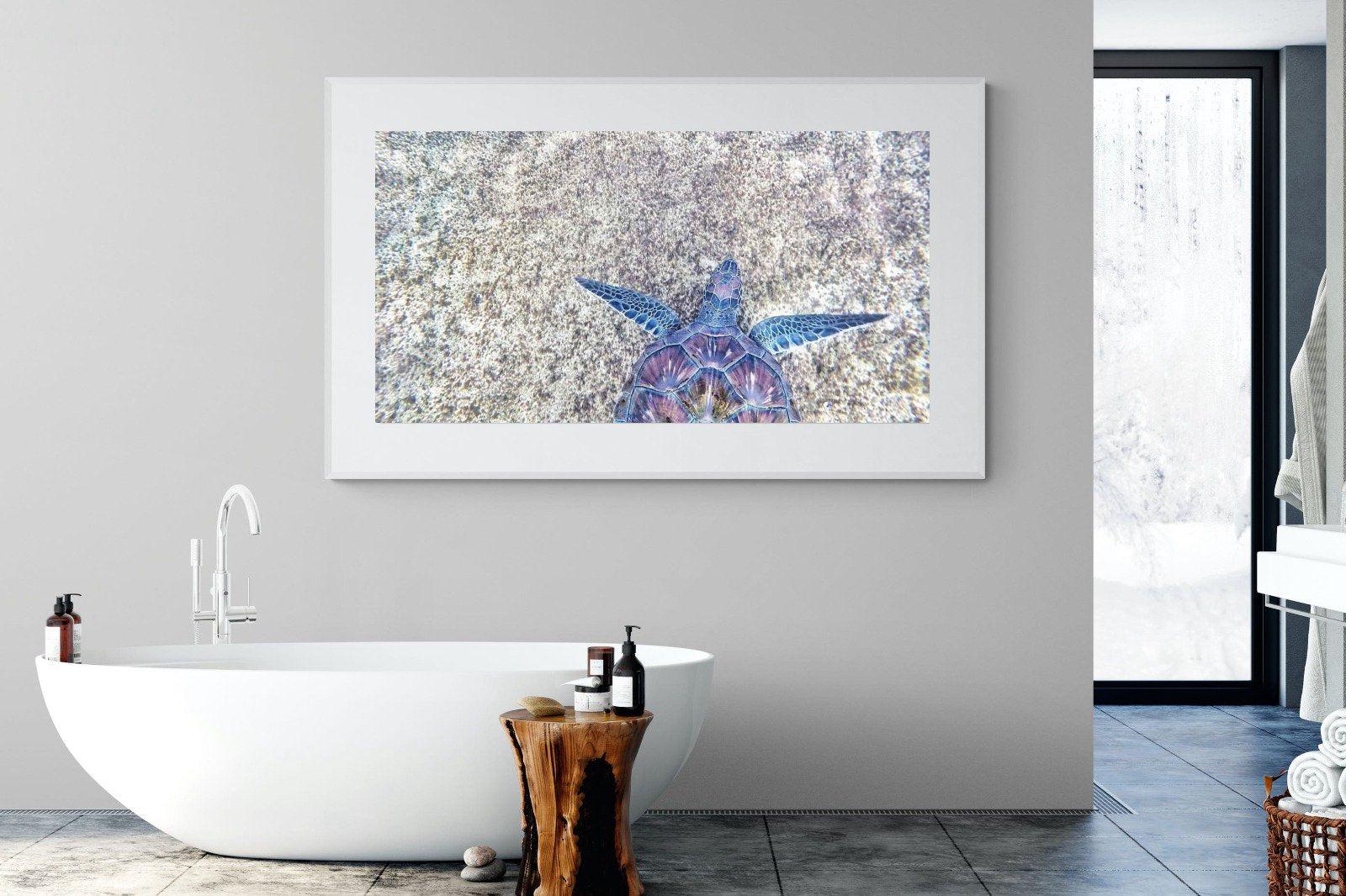 Sapphire Sea Turtle-Wall_Art-180 x 110cm-Framed Print-White-Pixalot