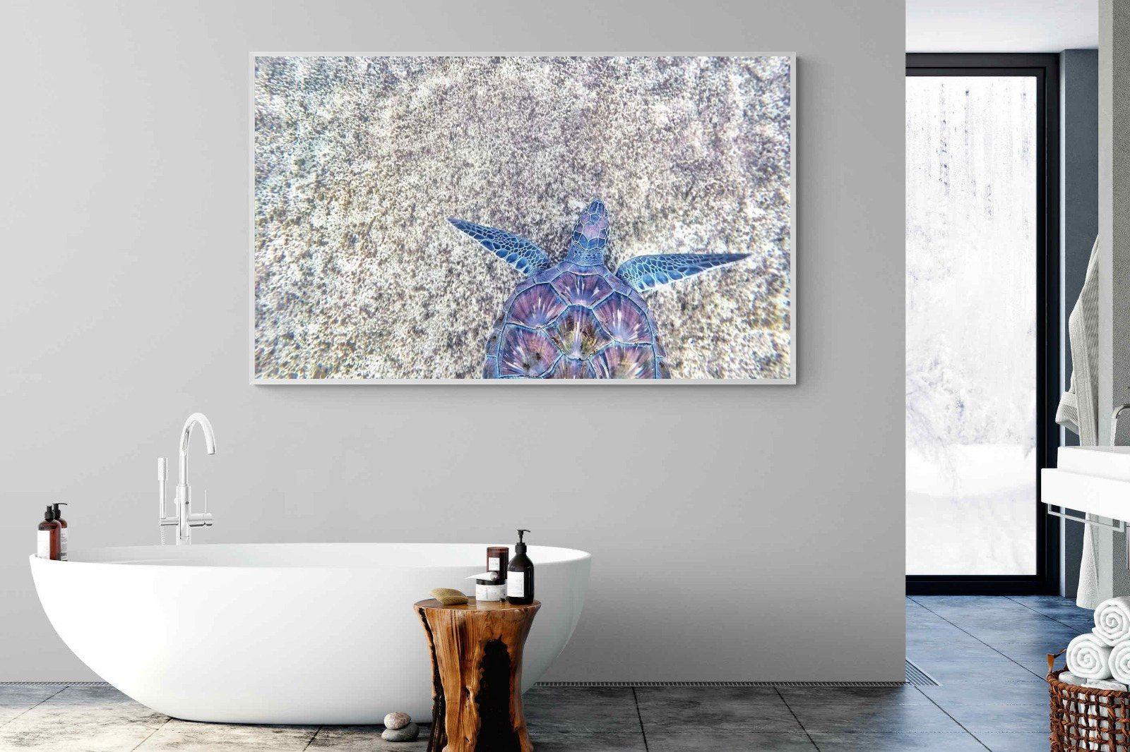 Sapphire Sea Turtle-Wall_Art-180 x 110cm-Mounted Canvas-White-Pixalot
