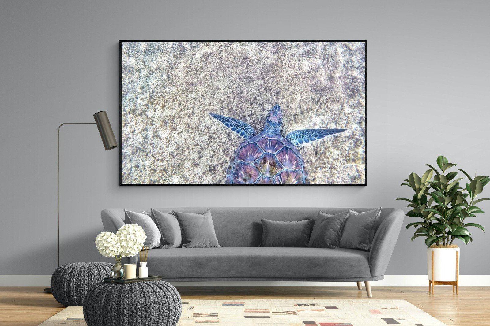 Sapphire Sea Turtle-Wall_Art-220 x 130cm-Mounted Canvas-Black-Pixalot