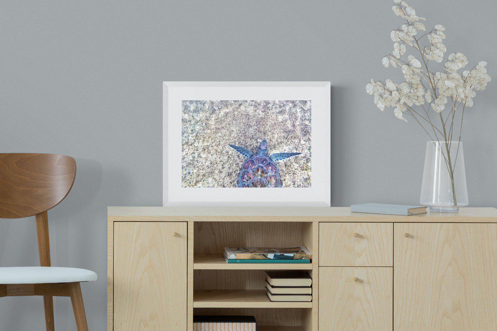 Sapphire Sea Turtle-Wall_Art-60 x 45cm-Framed Print-White-Pixalot