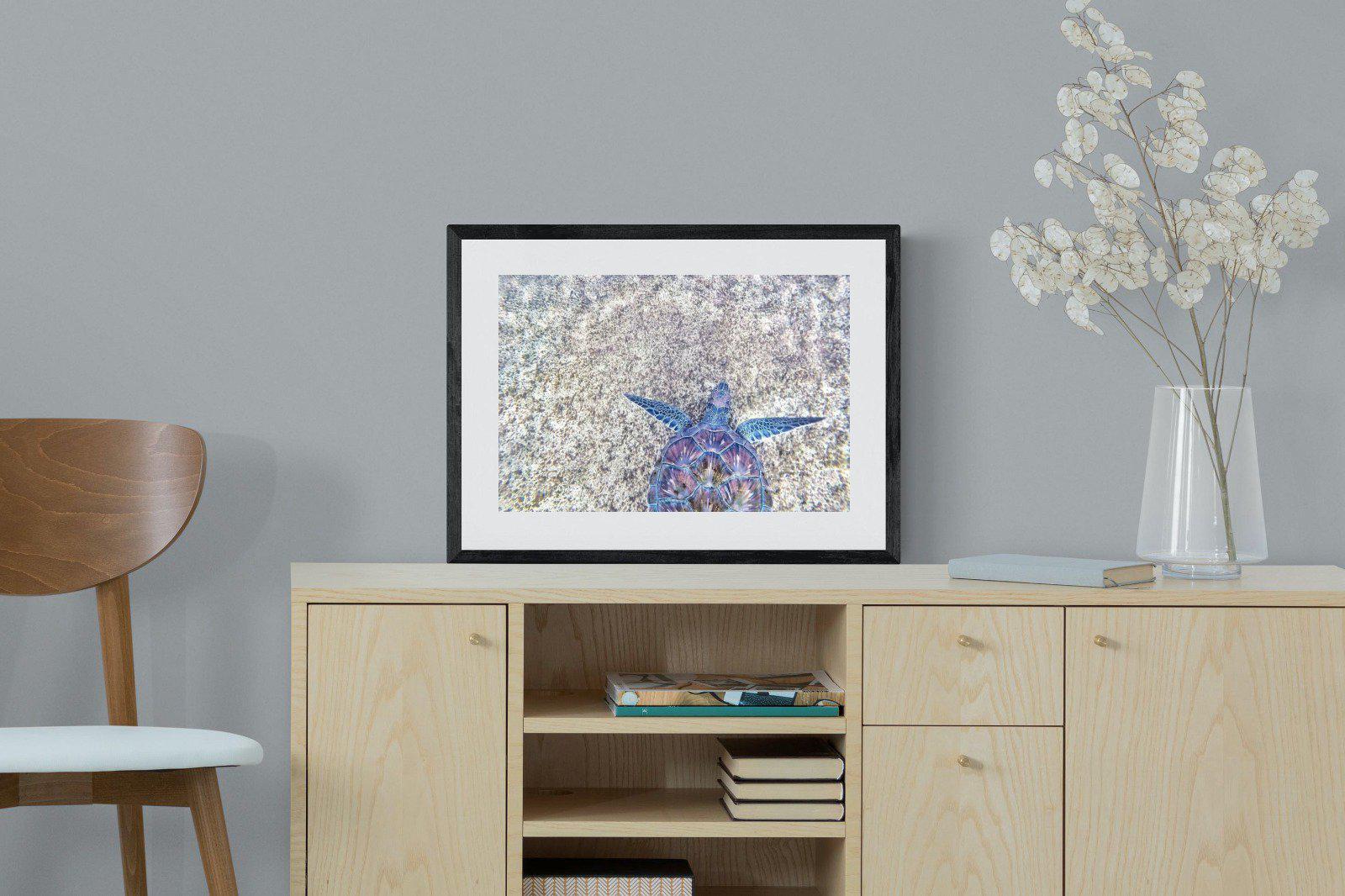 Sapphire Sea Turtle-Wall_Art-60 x 45cm-Framed Print-Black-Pixalot
