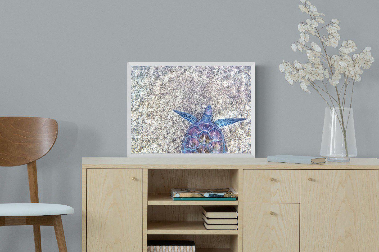 Sapphire Sea Turtle-Wall_Art-60 x 45cm-Mounted Canvas-White-Pixalot