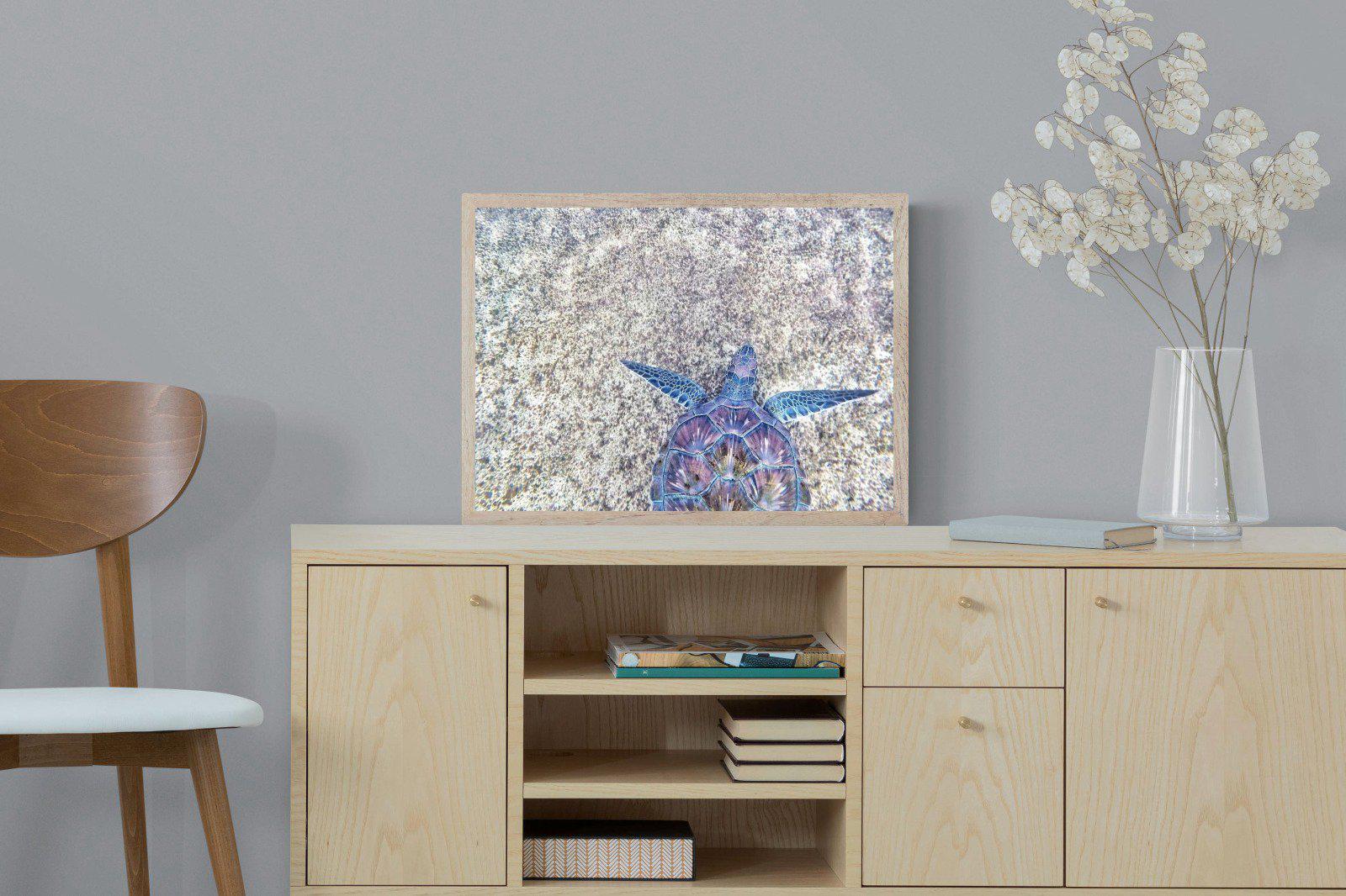 Sapphire Sea Turtle-Wall_Art-60 x 45cm-Mounted Canvas-Wood-Pixalot