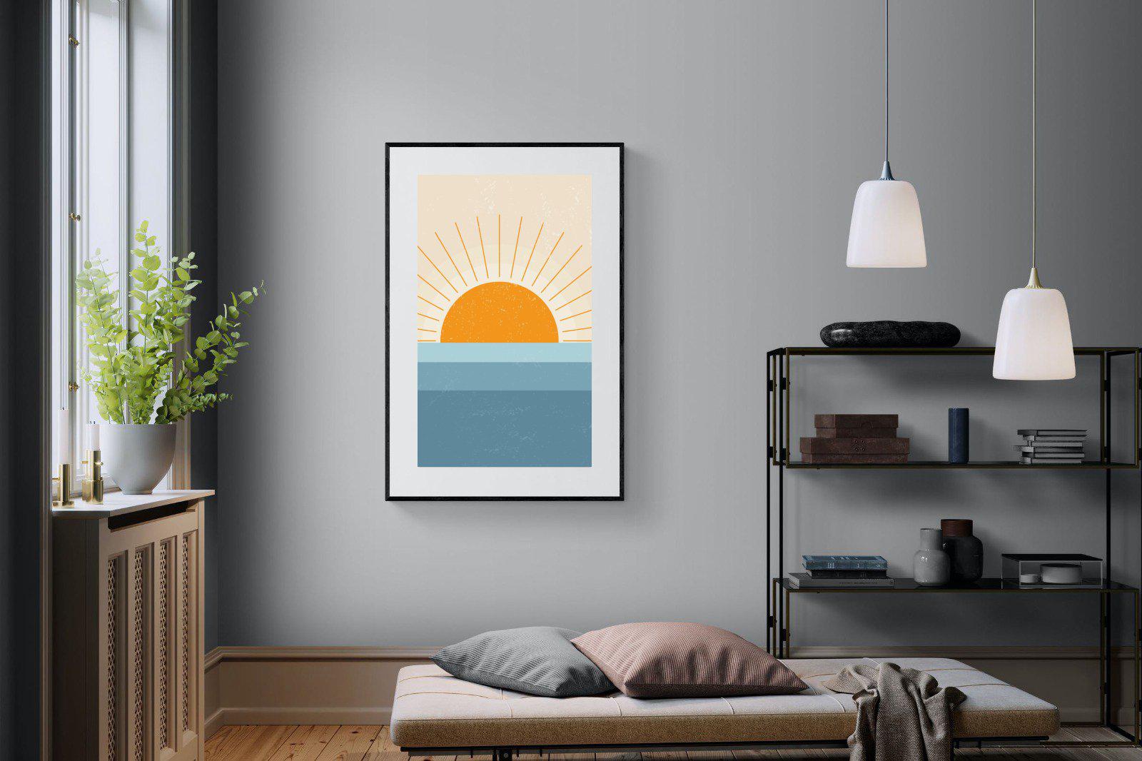 Scandi Sunrise-Wall_Art-100 x 150cm-Framed Print-Black-Pixalot
