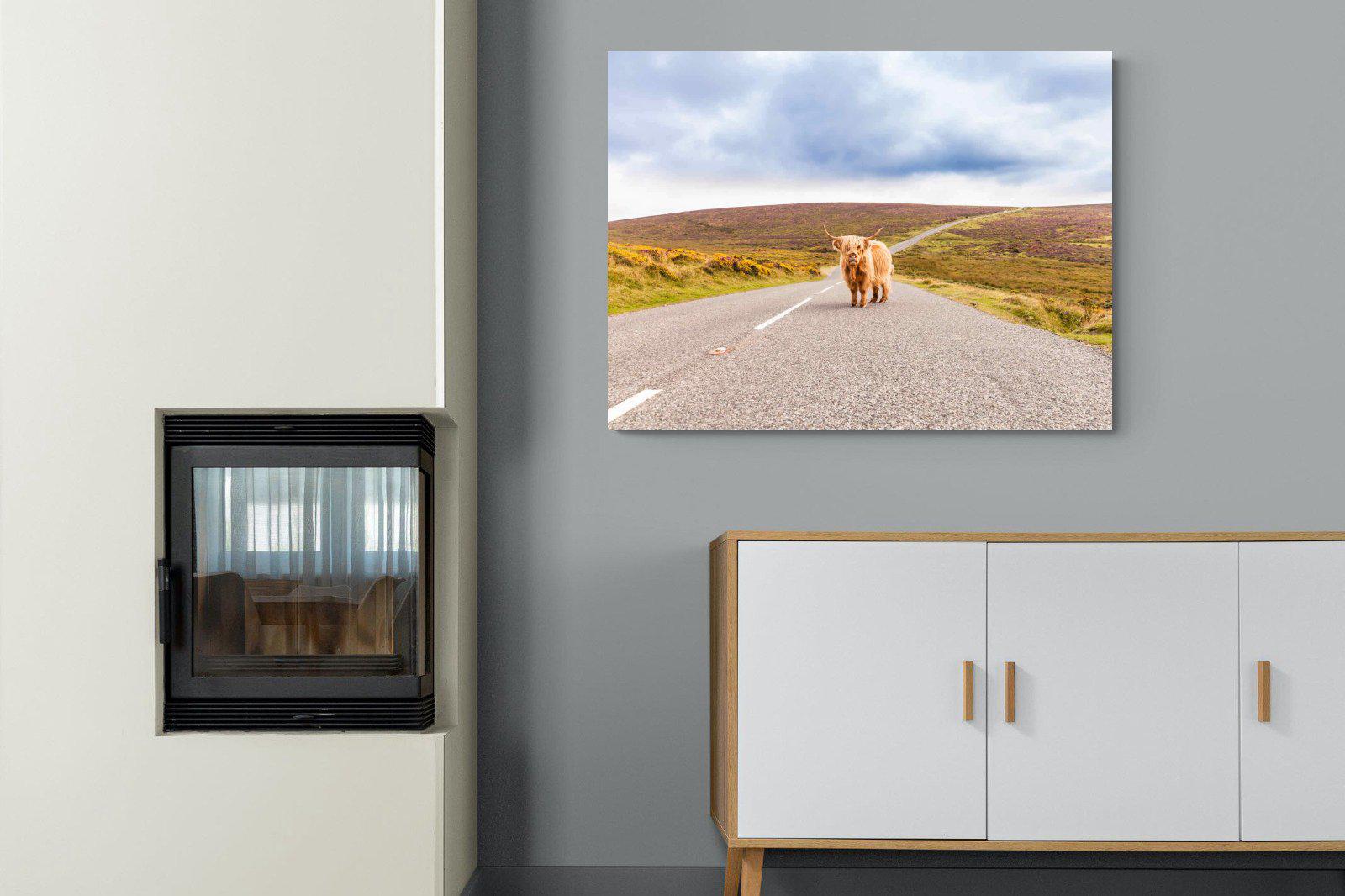 Scottish Highland Cow-Wall_Art-100 x 75cm-Mounted Canvas-No Frame-Pixalot