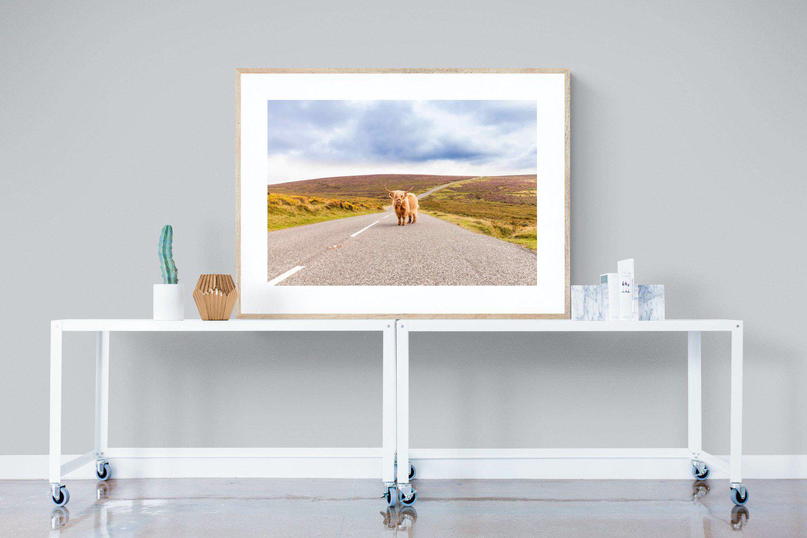 Scottish Highland Cow-Wall_Art-120 x 90cm-Framed Print-Wood-Pixalot