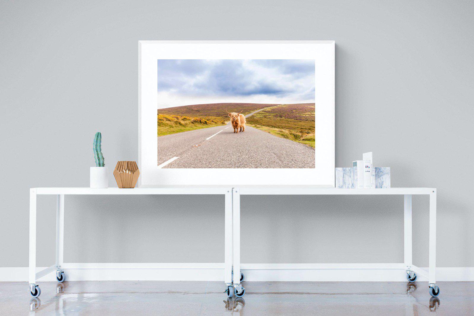 Scottish Highland Cow-Wall_Art-120 x 90cm-Framed Print-White-Pixalot