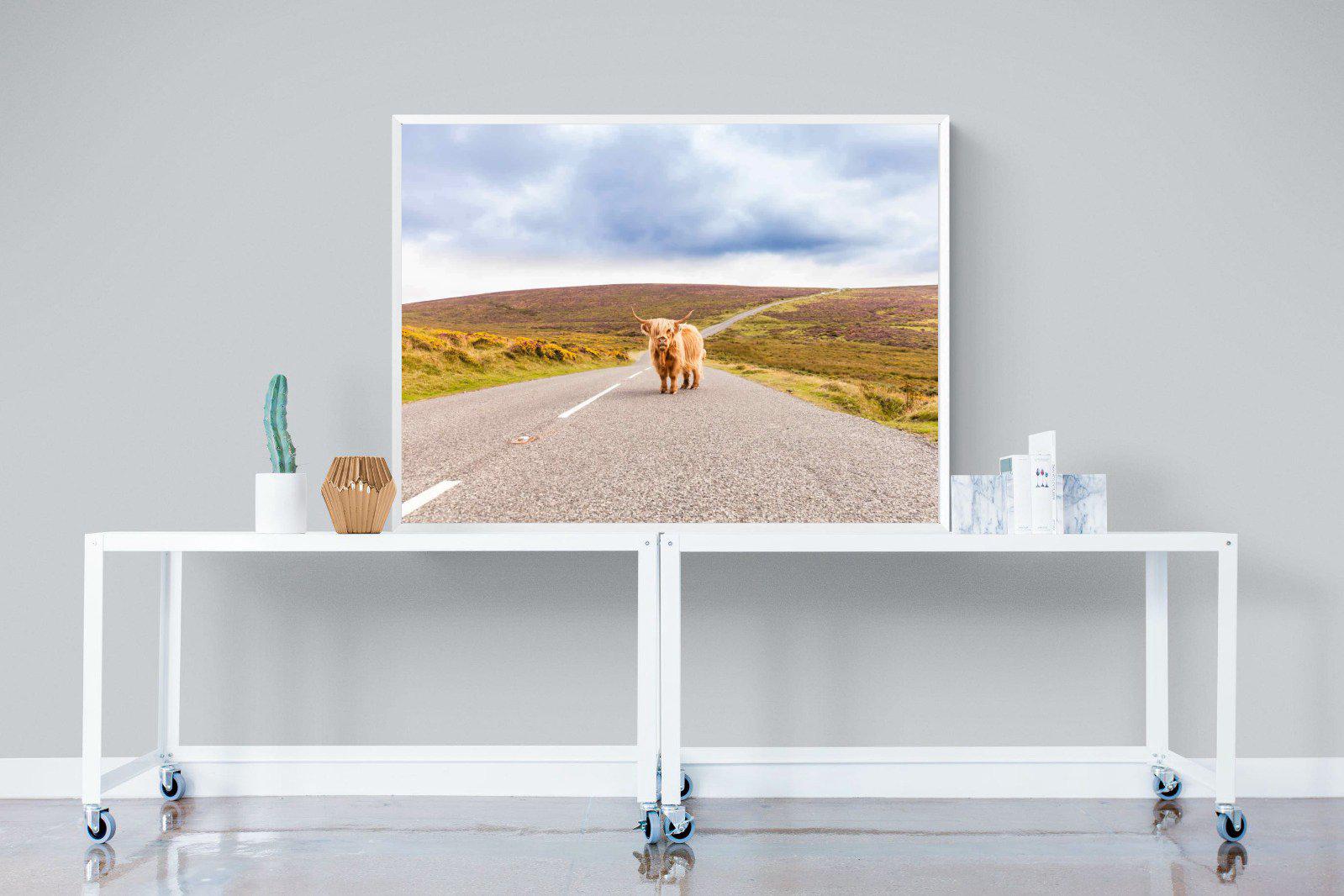 Scottish Highland Cow-Wall_Art-120 x 90cm-Mounted Canvas-White-Pixalot