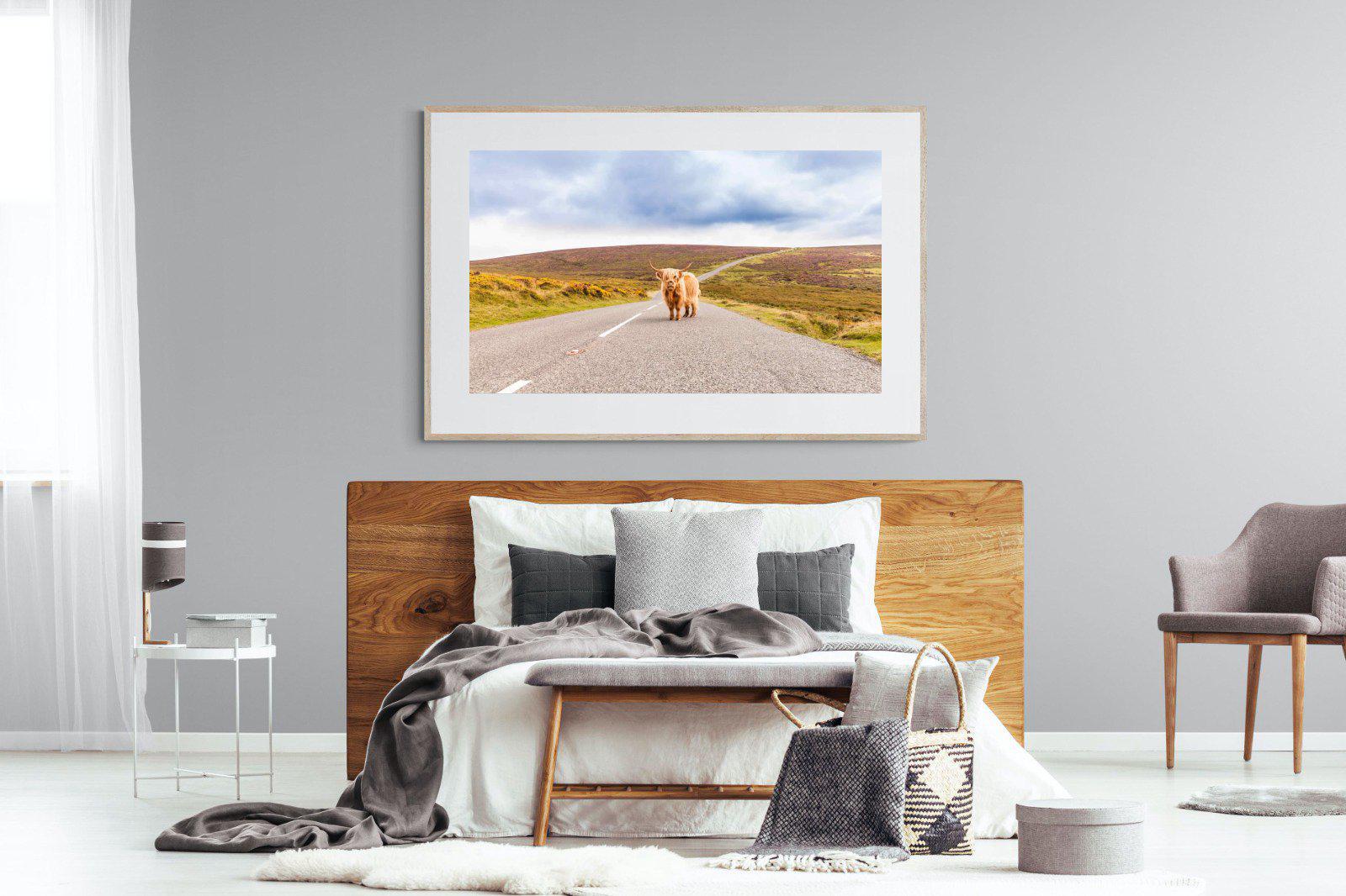 Scottish Highland Cow-Wall_Art-150 x 100cm-Framed Print-Wood-Pixalot