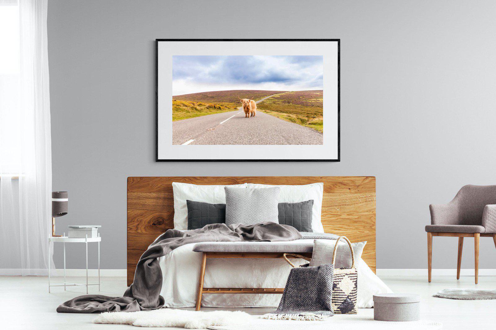 Scottish Highland Cow-Wall_Art-150 x 100cm-Framed Print-Black-Pixalot