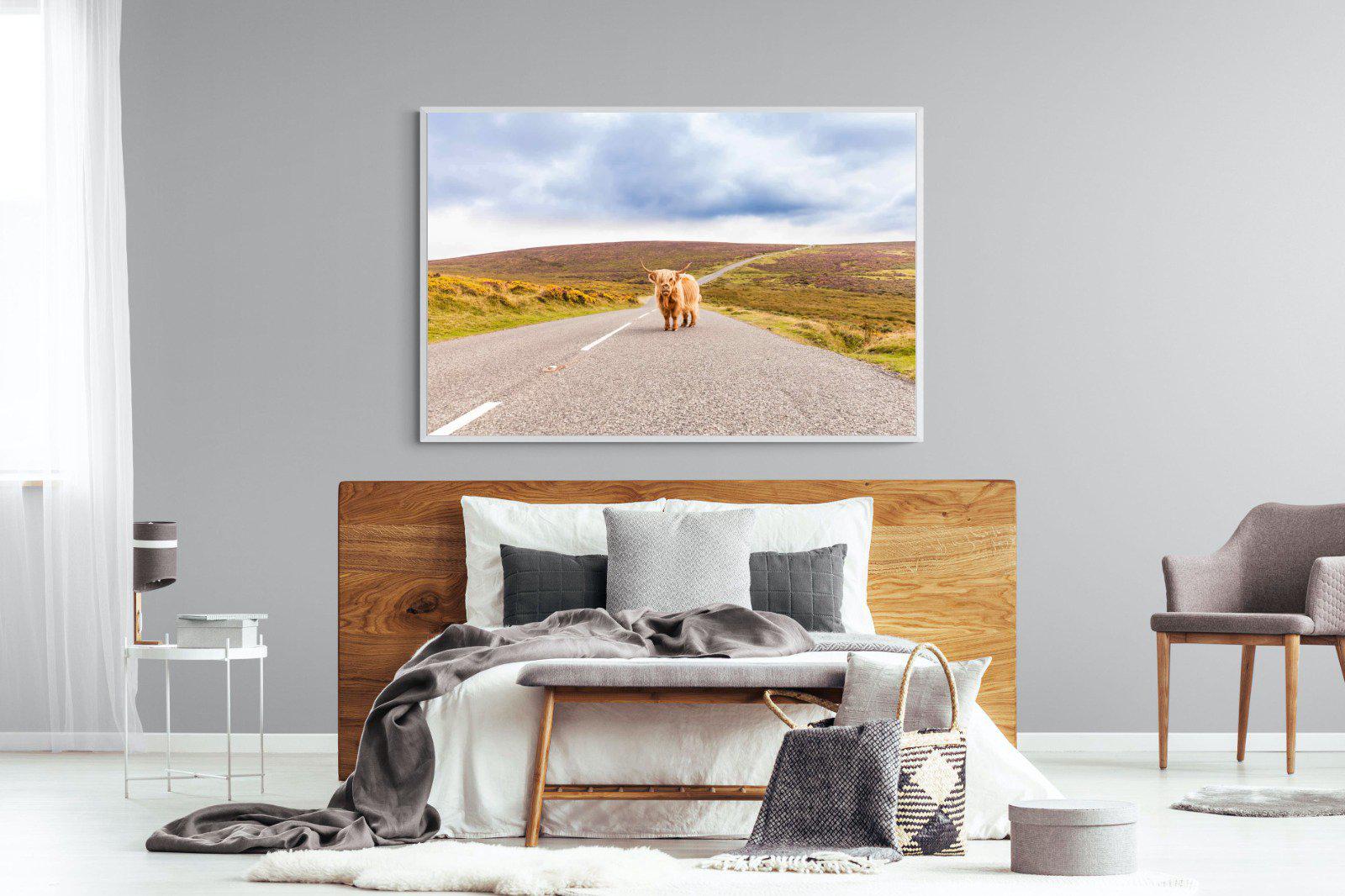 Scottish Highland Cow-Wall_Art-150 x 100cm-Mounted Canvas-White-Pixalot