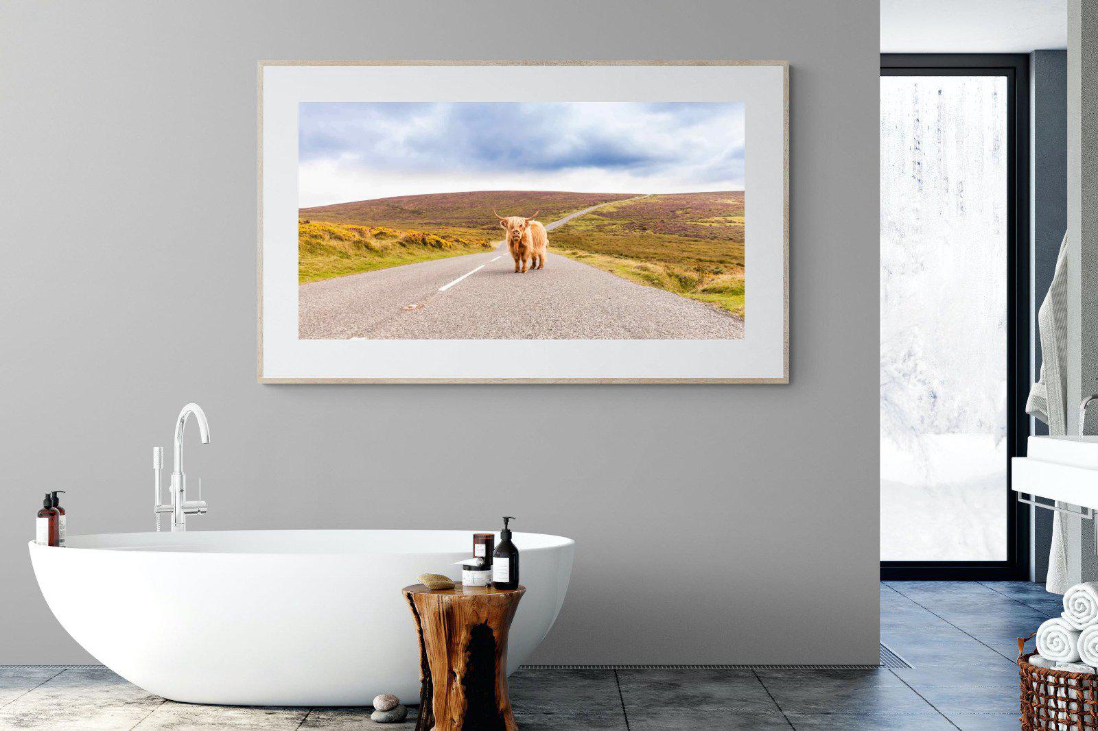Scottish Highland Cow-Wall_Art-180 x 110cm-Framed Print-Wood-Pixalot