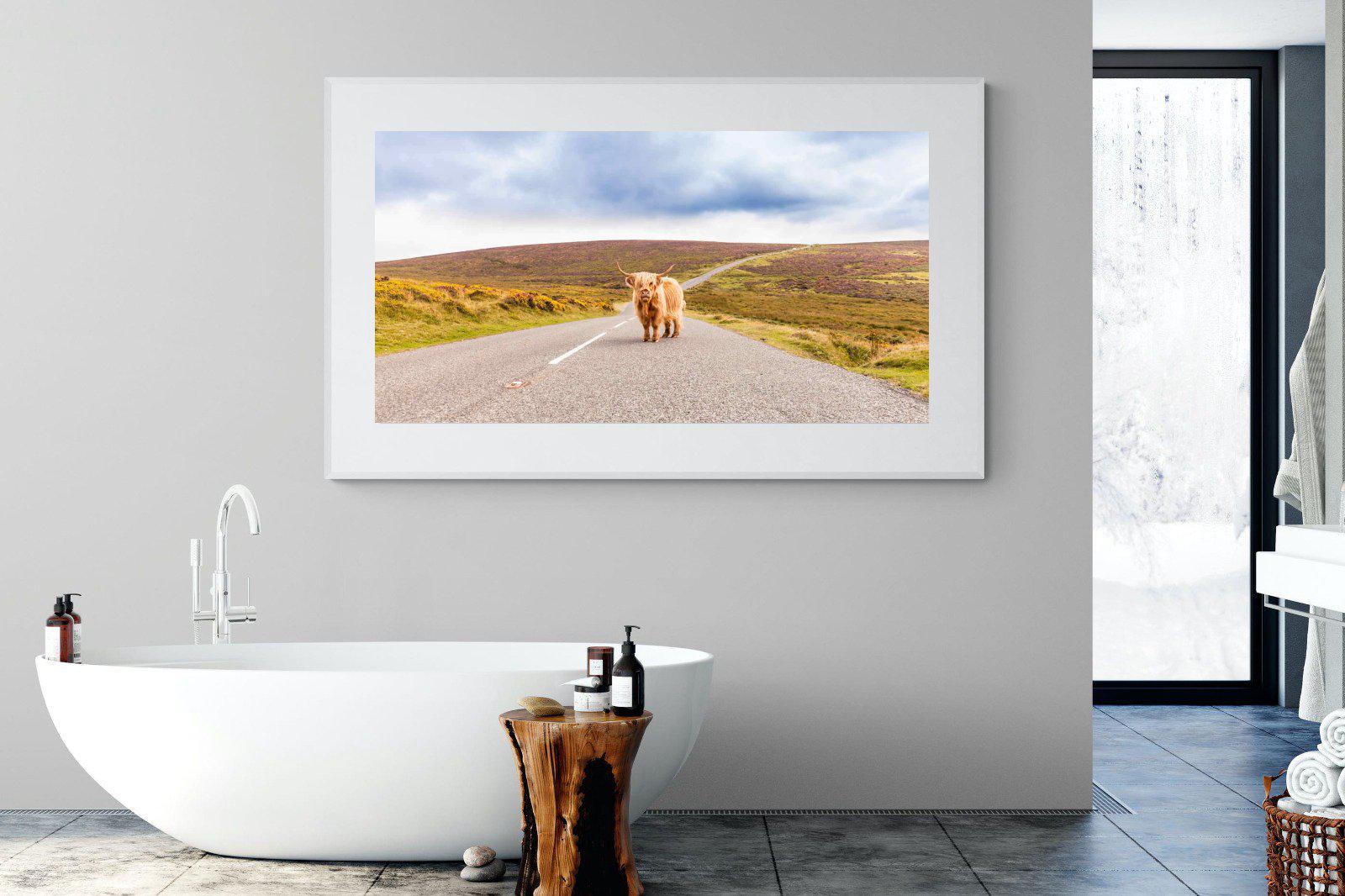 Scottish Highland Cow-Wall_Art-180 x 110cm-Framed Print-White-Pixalot